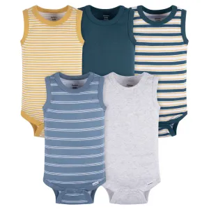 5-Pack Baby Boys Stripes Sleeveless Onesies Bodysuits Gerber Childrenswea