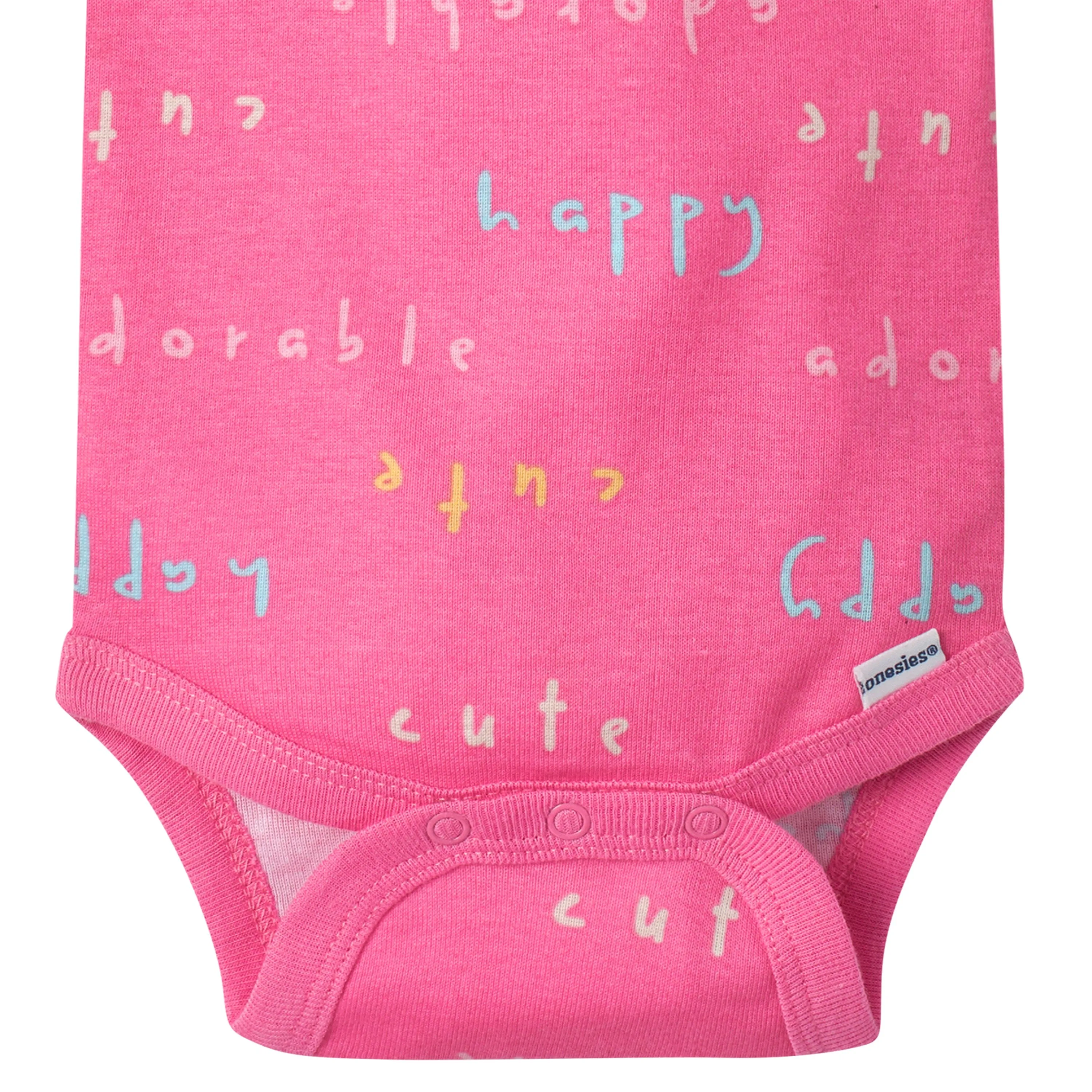 5-Pack Baby Girls Bear Short Sleeve Onesies Bodysuits Gerber Childrenswea