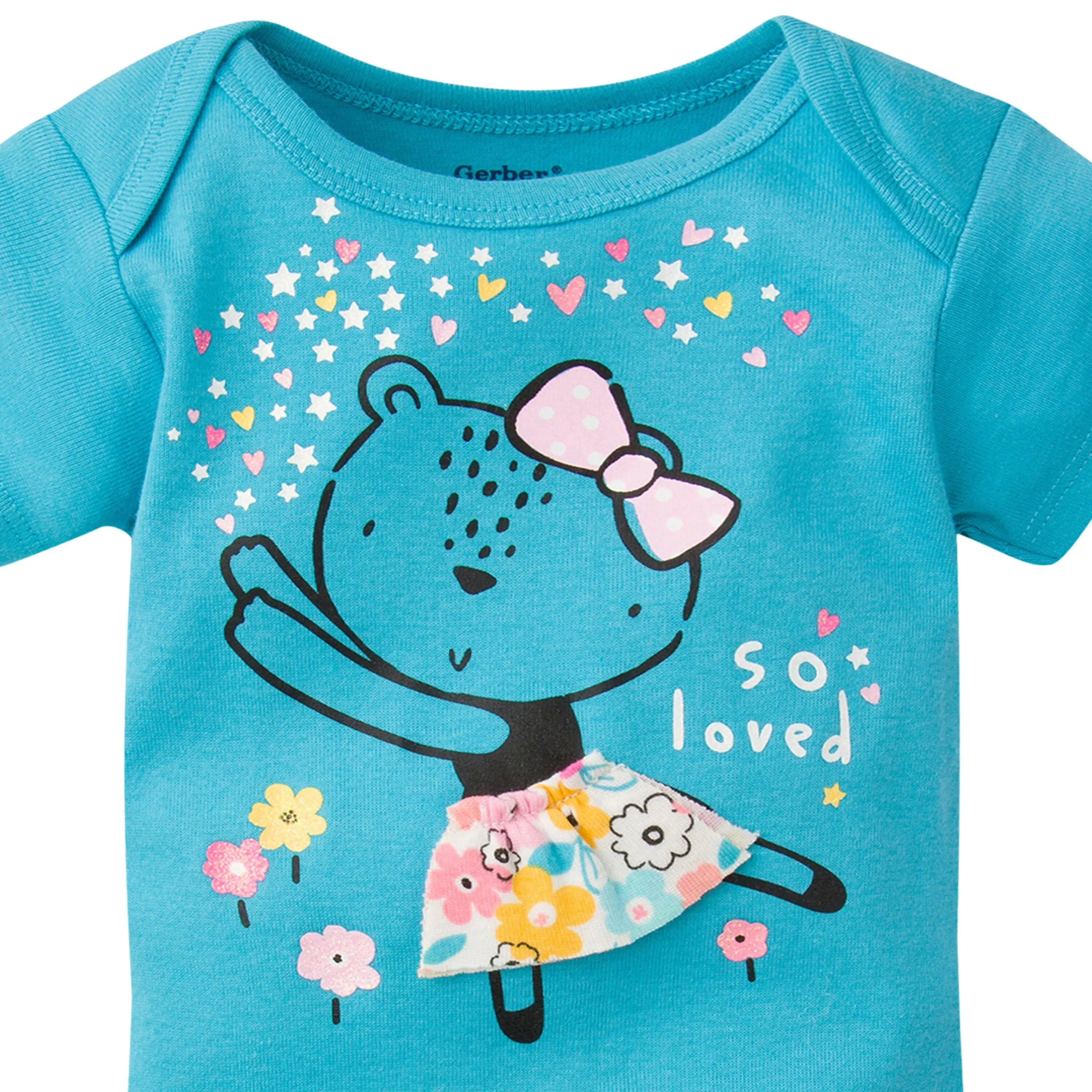 5-Pack Baby Girls Bear Short Sleeve Onesies Bodysuits Gerber Childrenswea