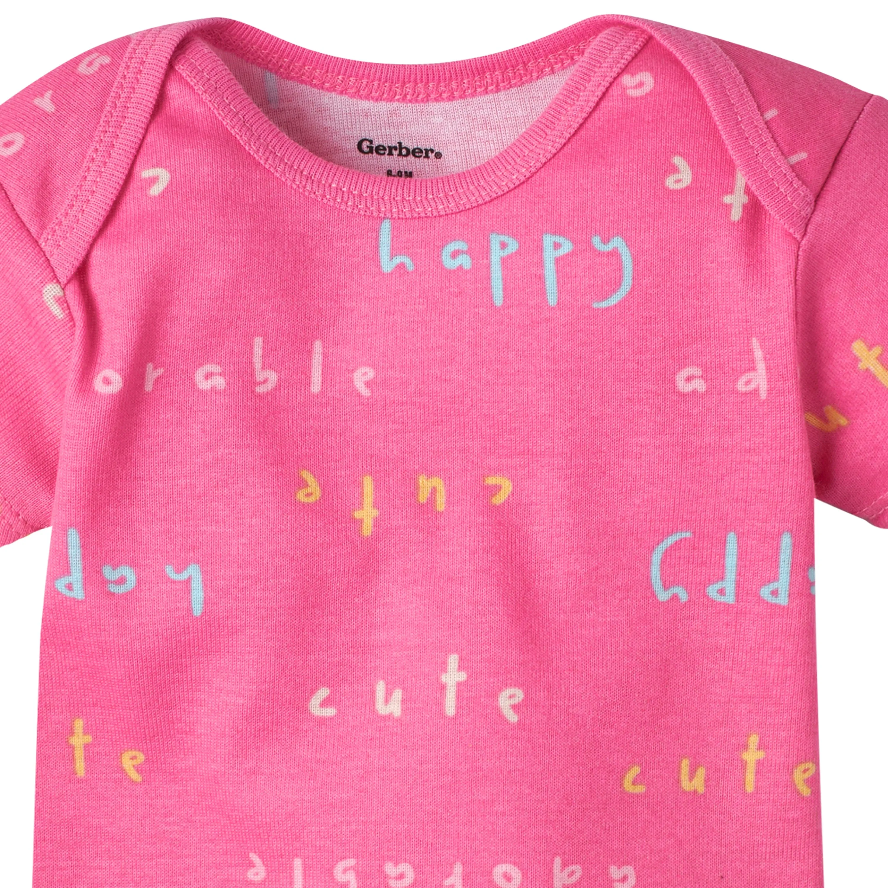 5-Pack Baby Girls Bear Short Sleeve Onesies Bodysuits Gerber Childrenswea