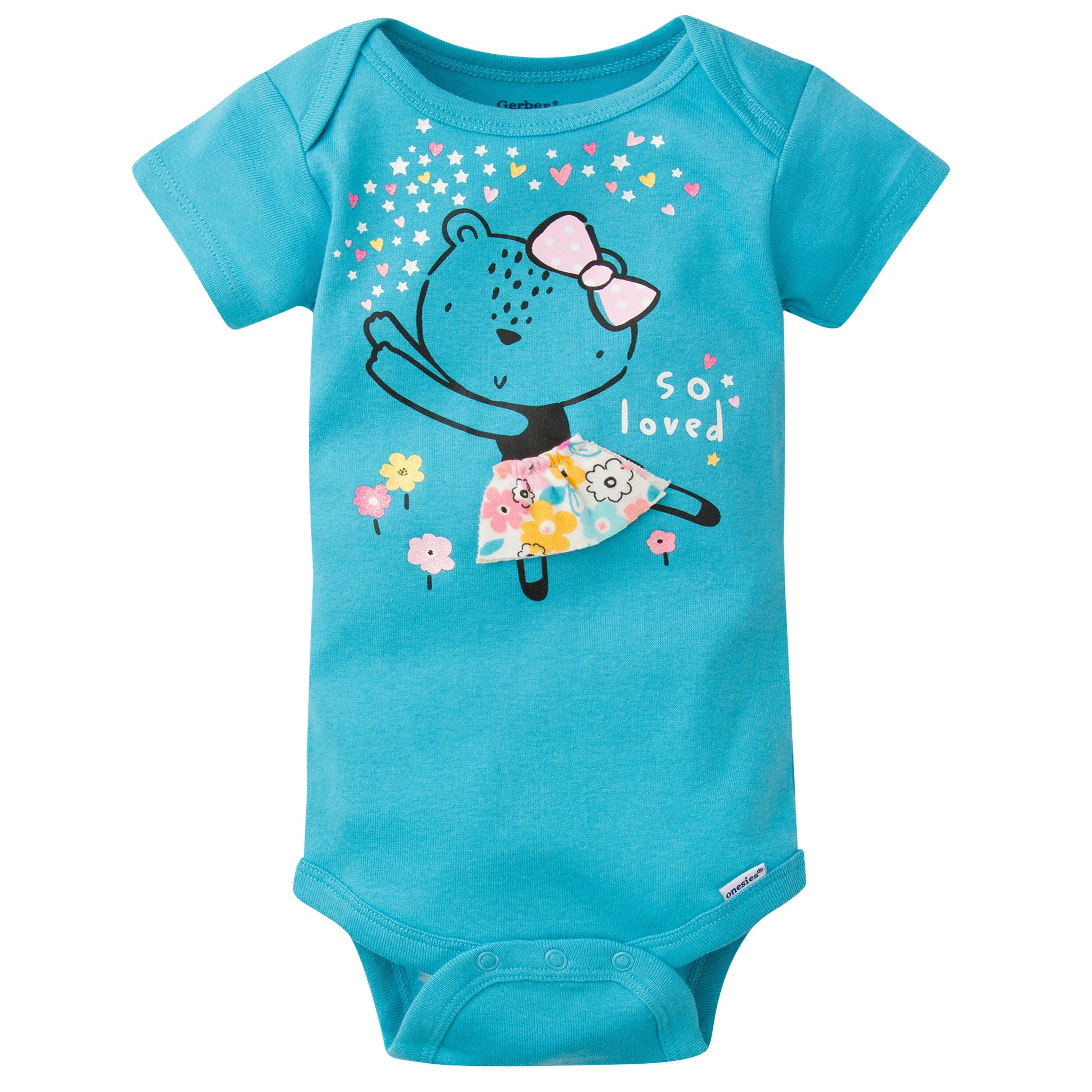 5-Pack Baby Girls Bear Short Sleeve Onesies Bodysuits Gerber Childrenswea