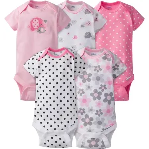 5-Pack Girls Elephant Short Sleeve Onesies Bodysuits Gerber Childrenswea
