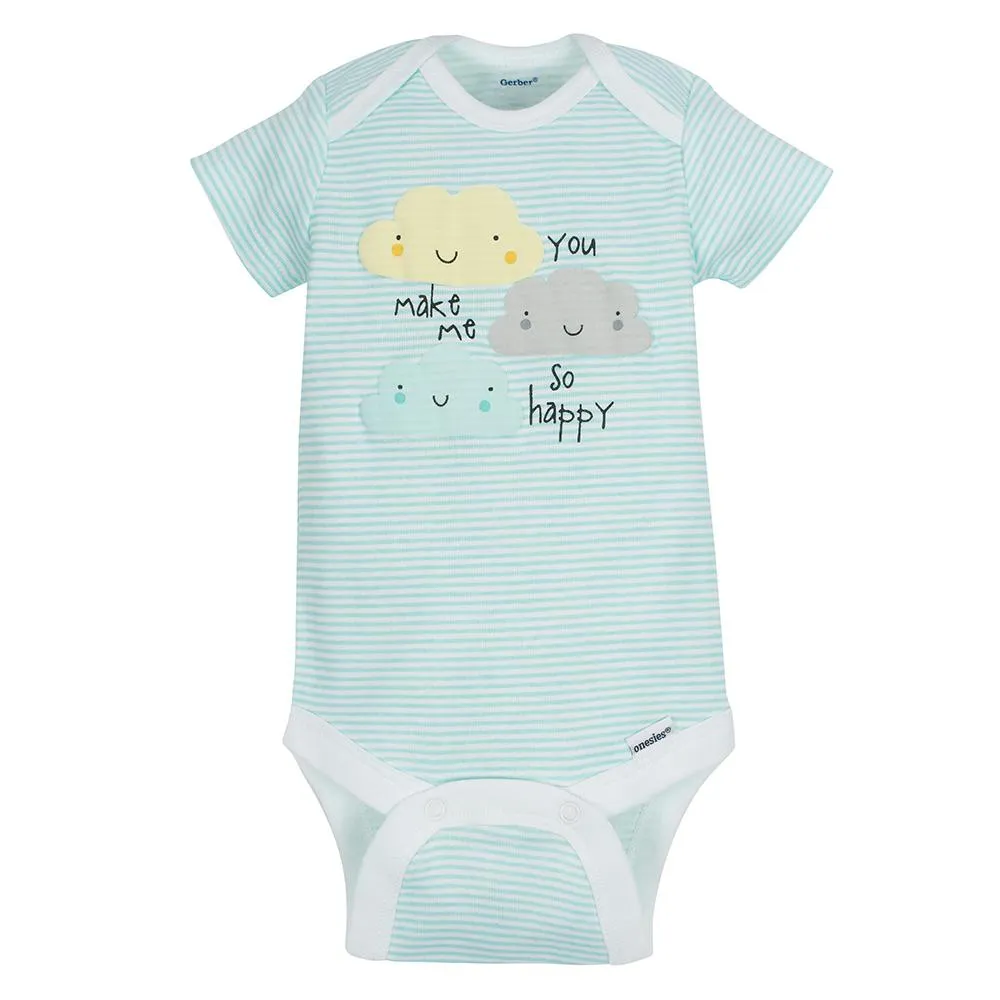 5-Pack Short Sleeve Clouds Onesies Bodysuits Gerber Childrenswea
