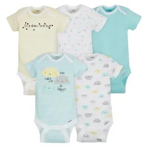 5-Pack Short Sleeve Clouds Onesies Bodysuits Gerber Childrenswea