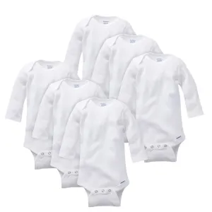 6-Pack Baby White Long-Sleeve Onesies Bodysuits Gerber Childrenswea