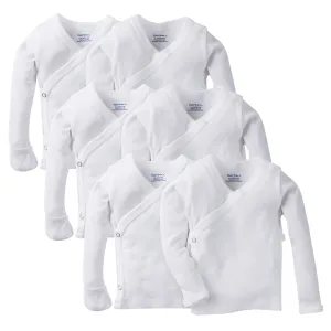 6-Pack Baby White Long-Sleeve Side-Snap Mitten-Cuff Shirts Gerber Childrenswea