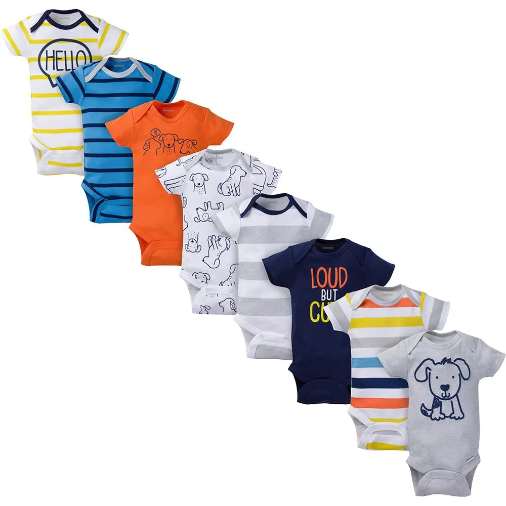 8-Pack Baby Boy Short Sleeve Puppy Onesies Brand Bodysuits Gerber Childrenswea