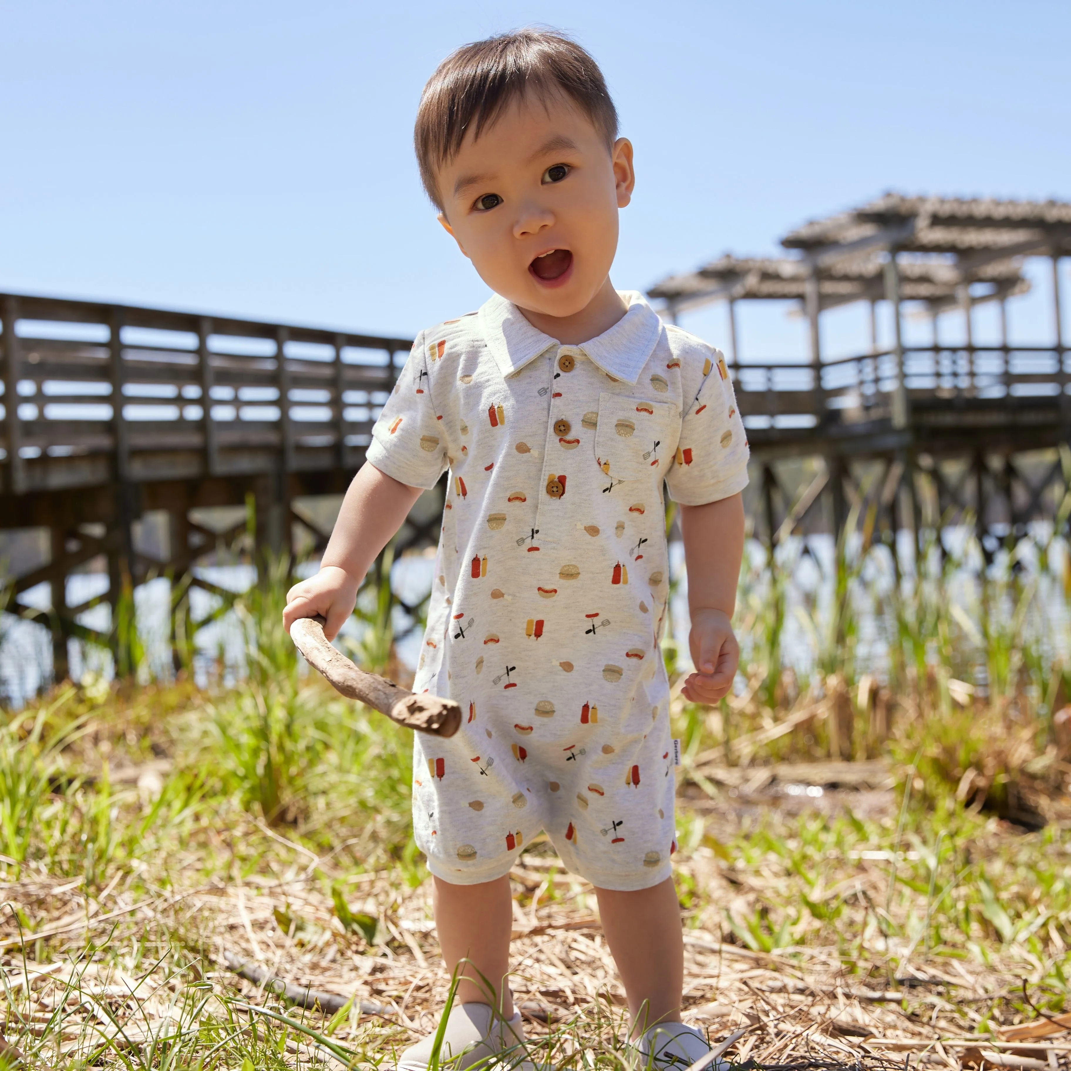 Baby Boys Barbeque Collared Romper Gerber Childrenswea