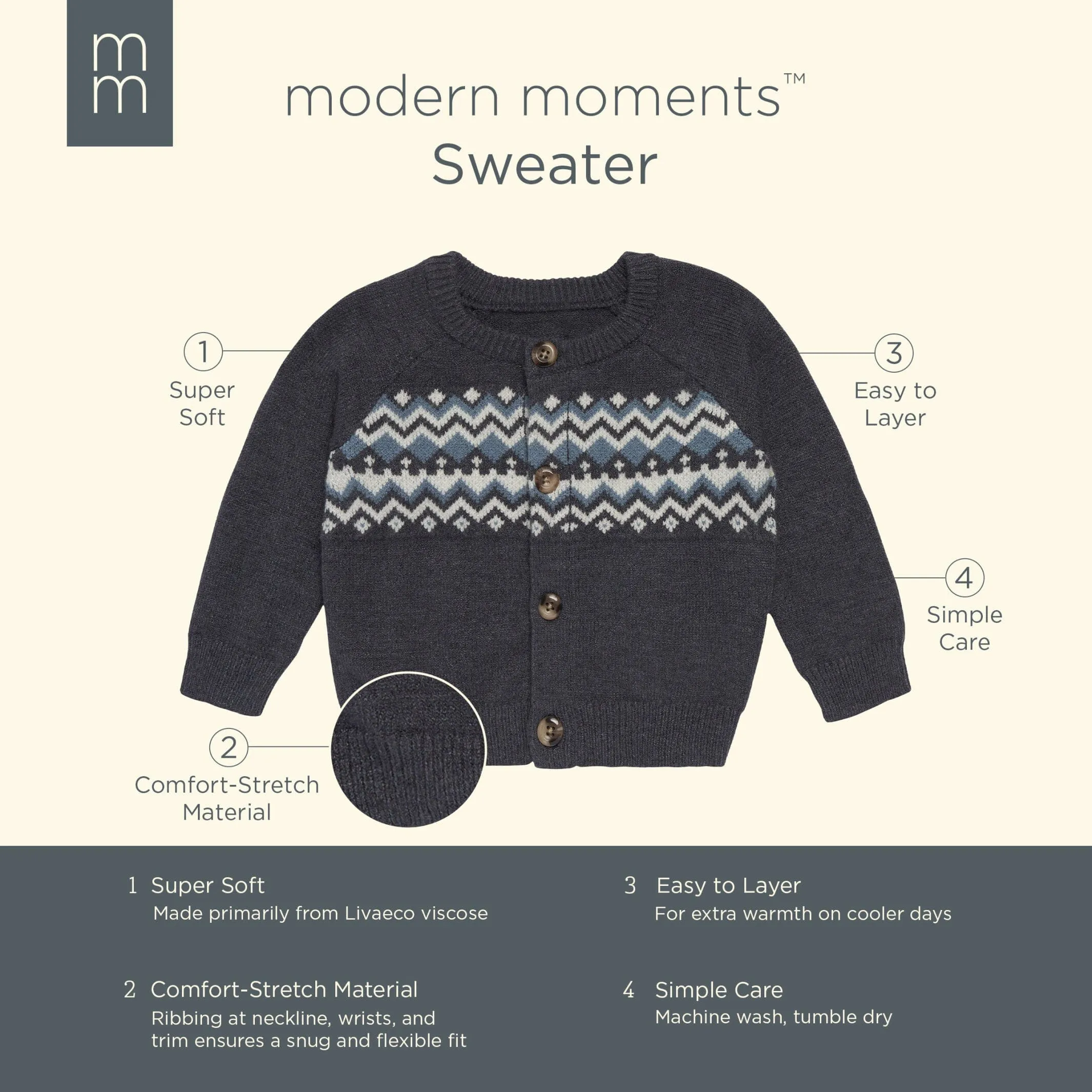 Baby Boys Dark Grey Heather Fair Isle Sweater Gerber Childrenswea