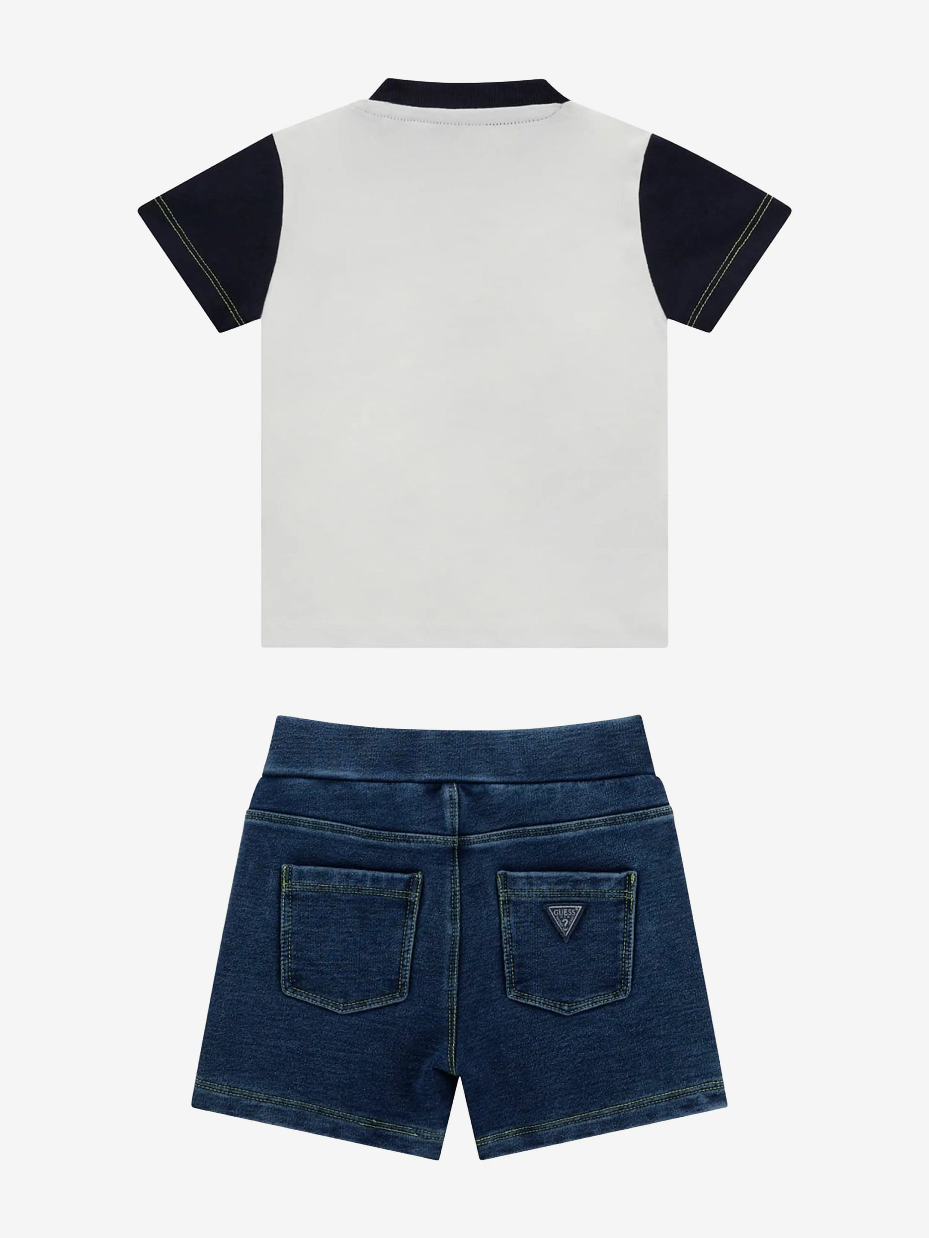 Baby Boys Denim Short Set in White