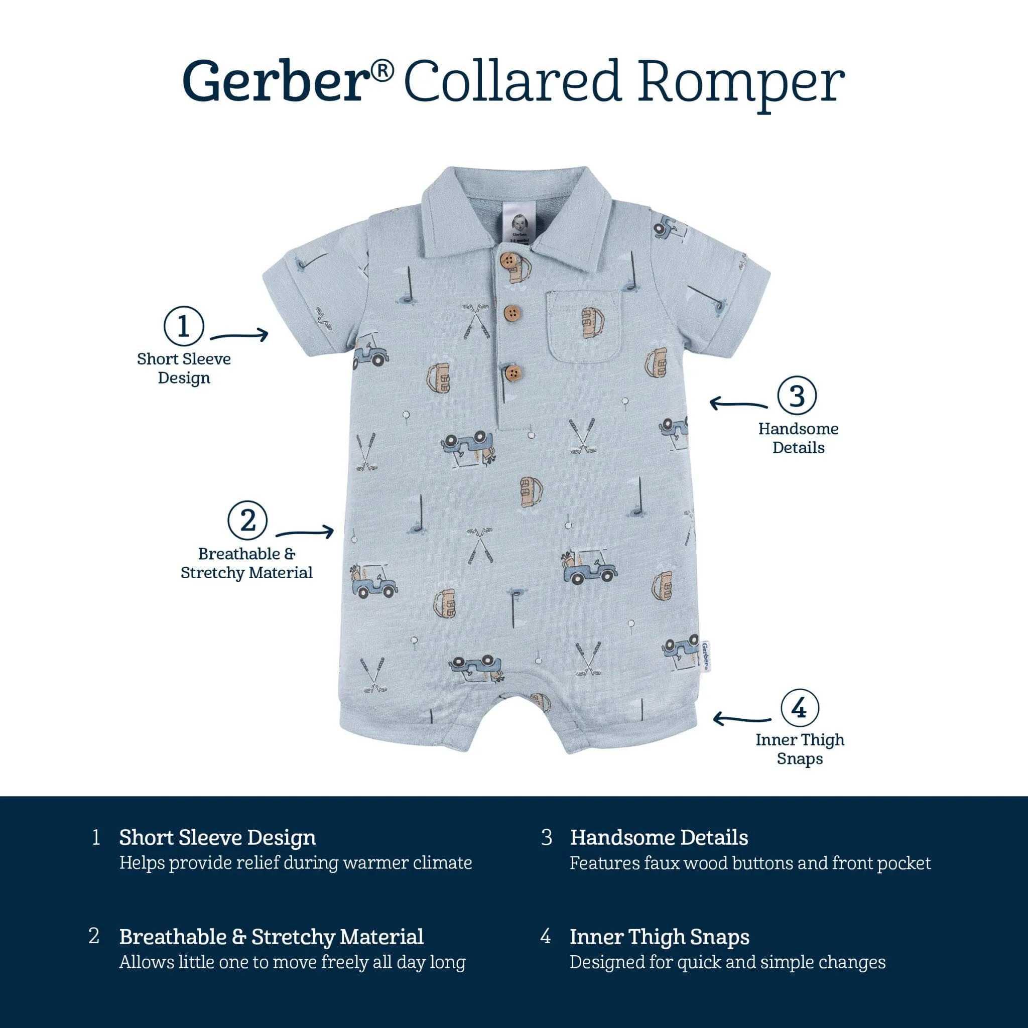 Baby Boys Golf Polo Romper Gerber Childrenswea