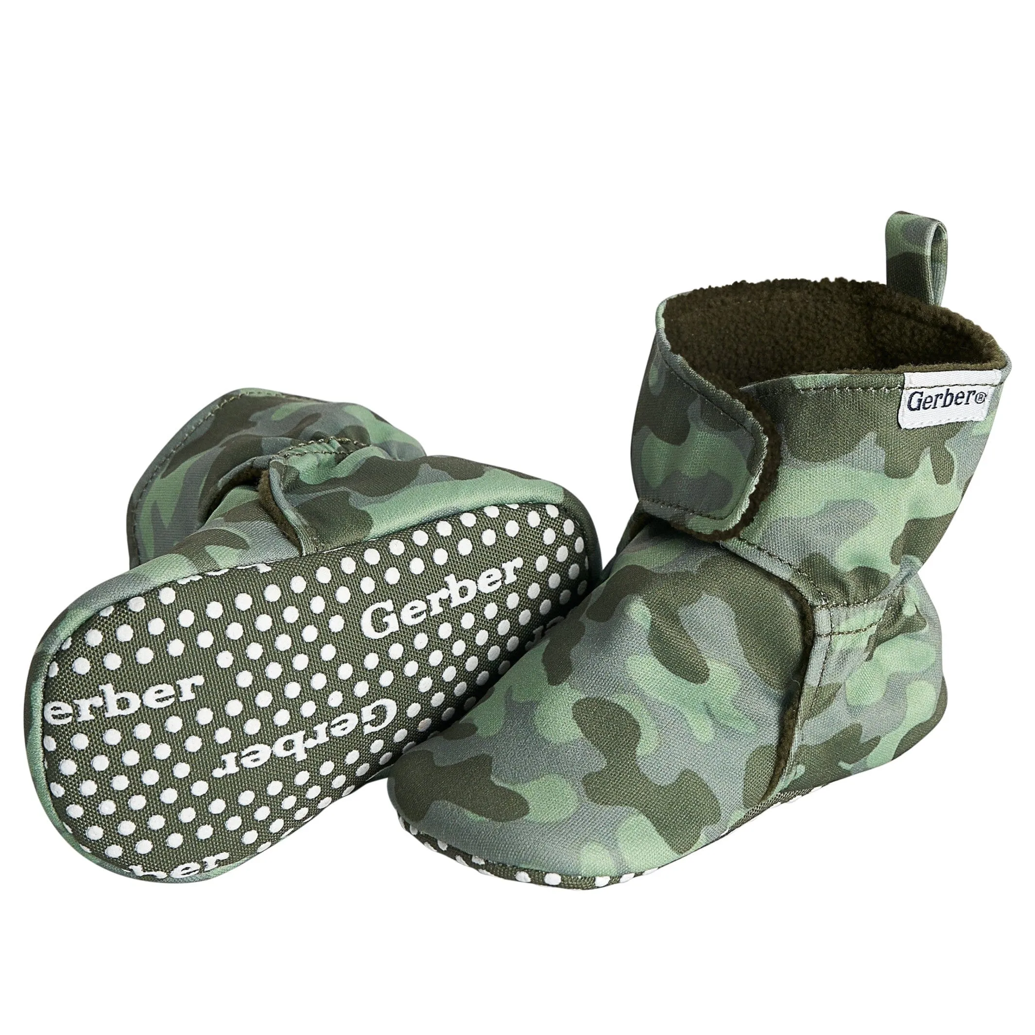 Baby Boys Green Camo Soft Booties Gerber Childrenswea