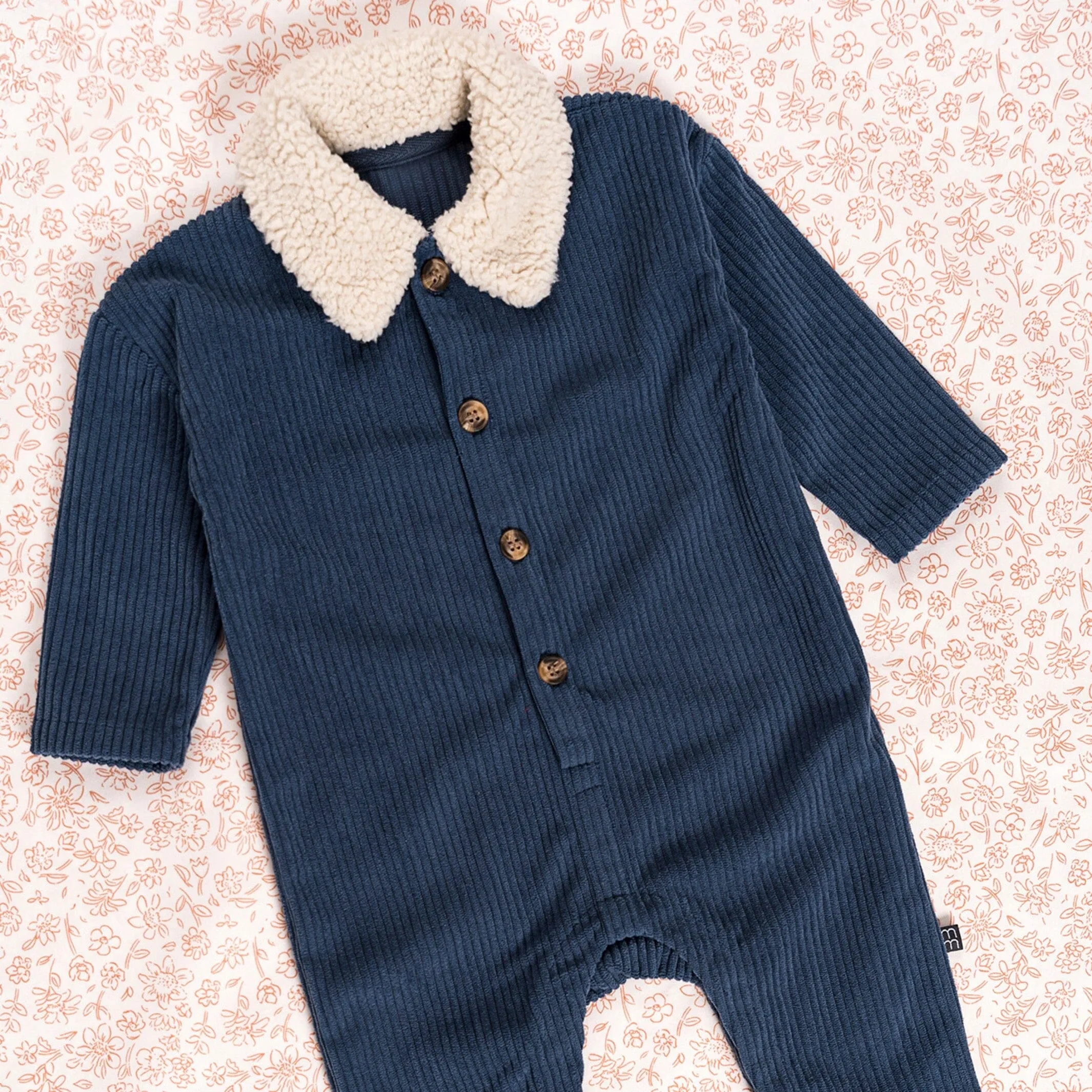 Baby Boys Navy Sherpa Collar Corduroy Romper Gerber Childrenswea
