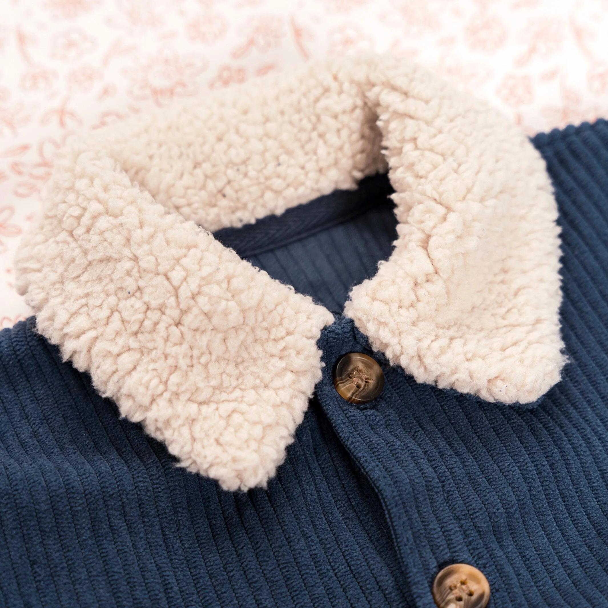 Baby Boys Navy Sherpa Collar Corduroy Romper Gerber Childrenswea