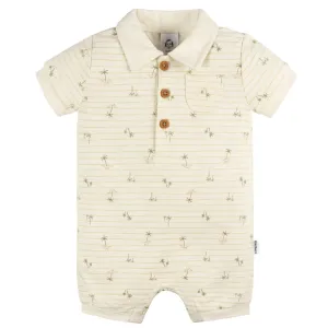Baby Boys Palm Tree Stripe Collared Romper Gerber Childrenswea