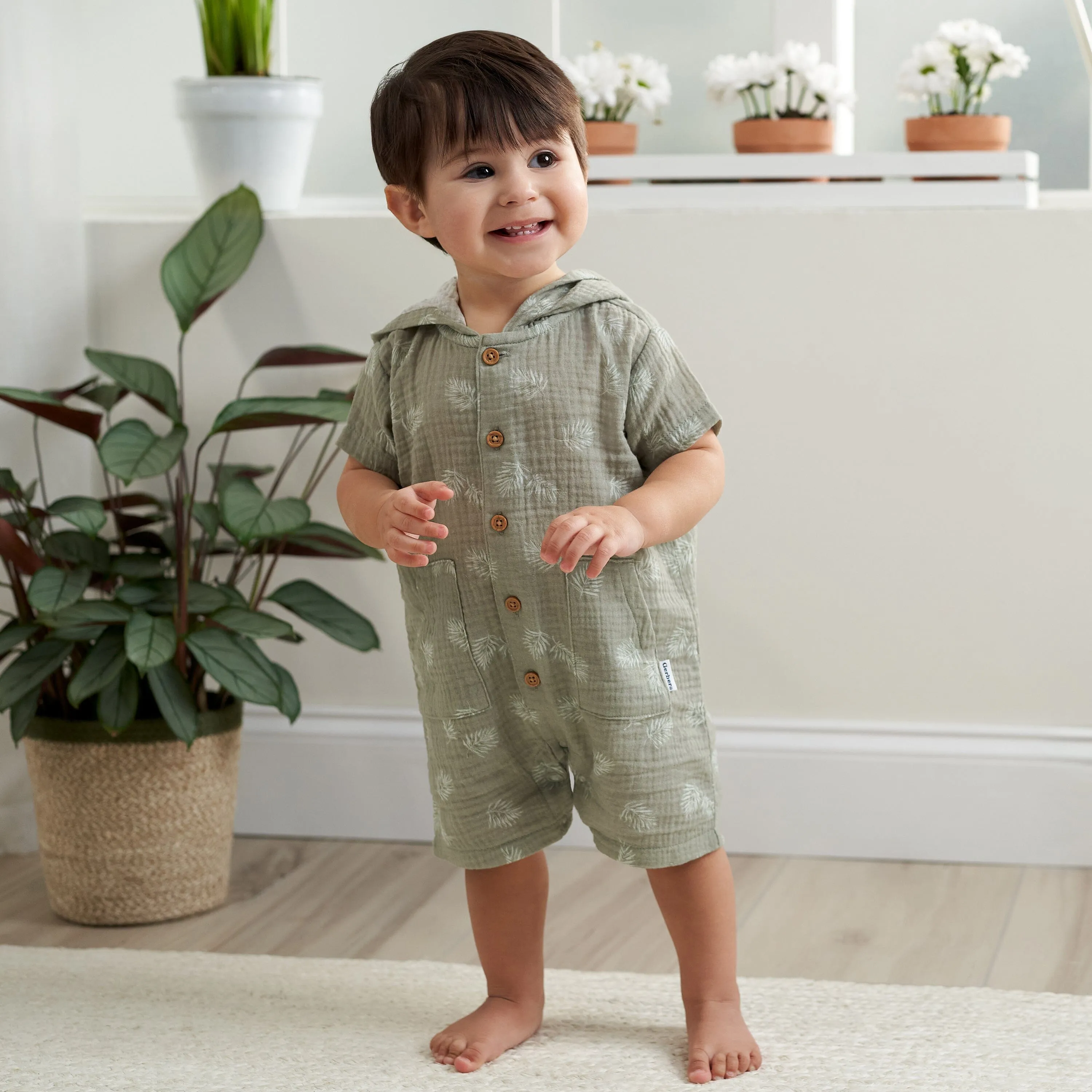 Baby Boys Palms Hooded Romper Gerber Childrenswea