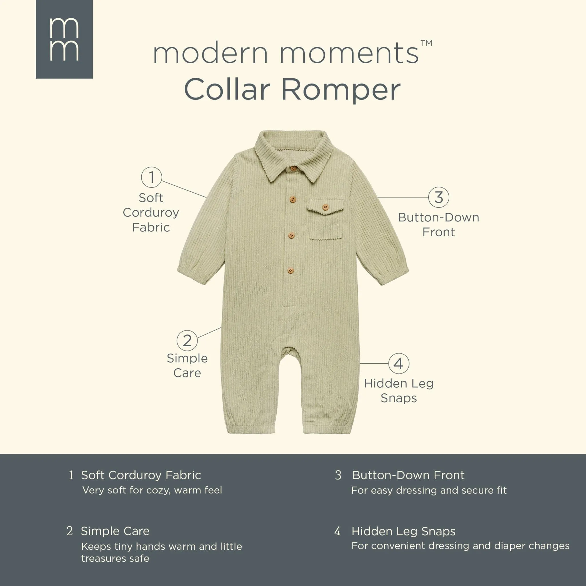 Baby Boys Sage Corduroy Romper Gerber Childrenswea