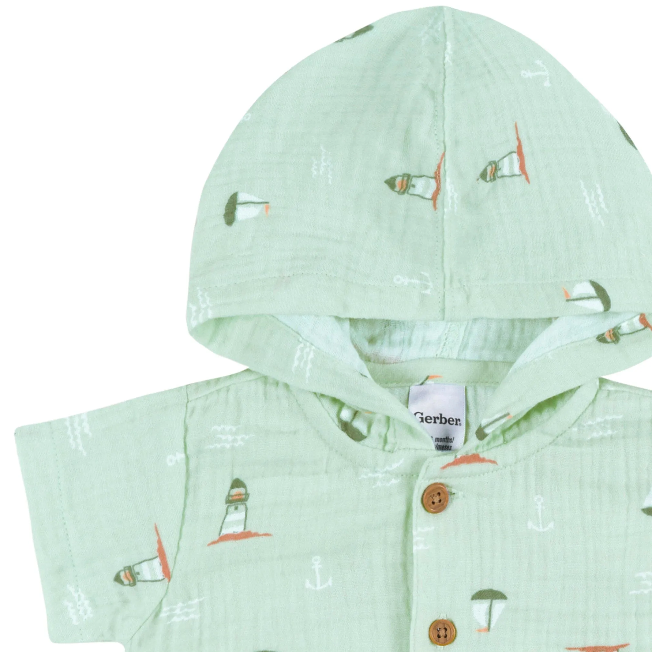 Baby Boys Sea Scene Hooded Romper Gerber Childrenswea