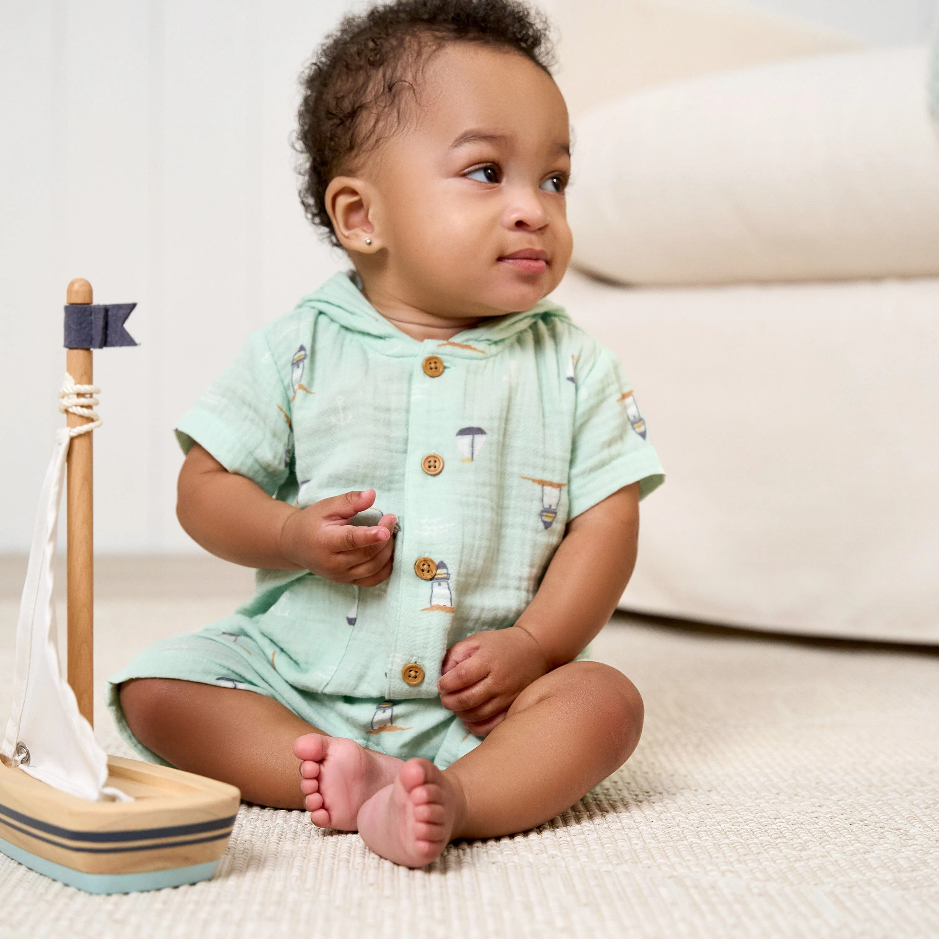 Baby Boys Sea Scene Hooded Romper Gerber Childrenswea
