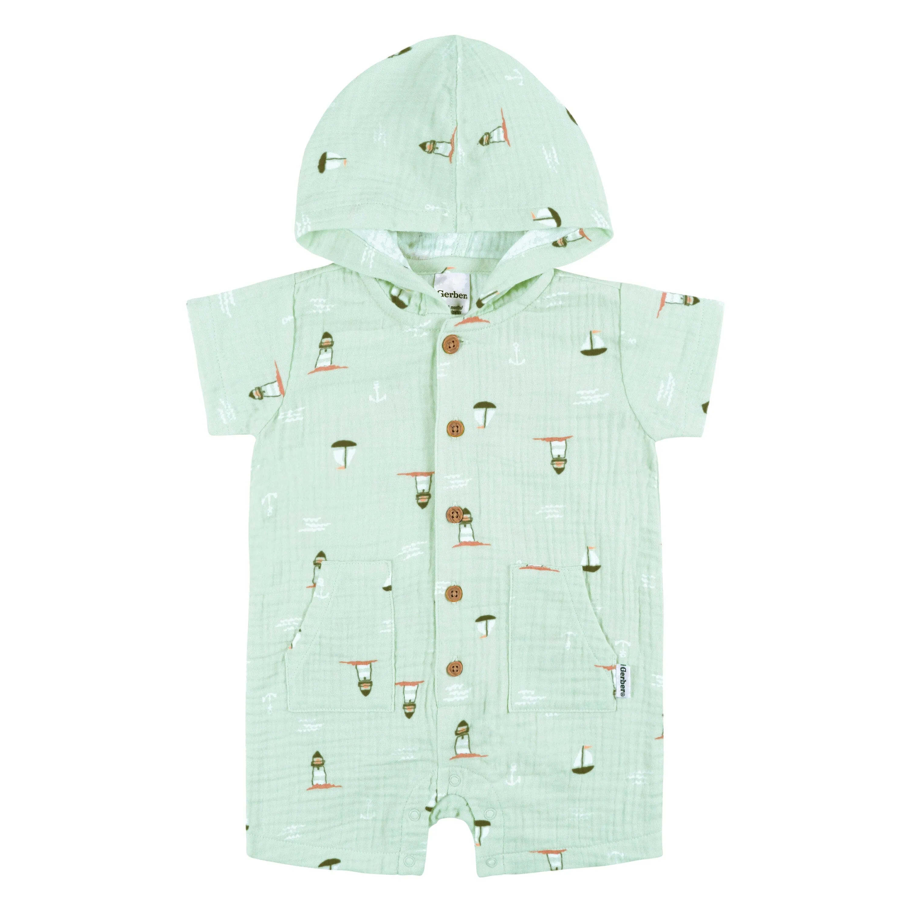 Baby Boys Sea Scene Hooded Romper Gerber Childrenswea