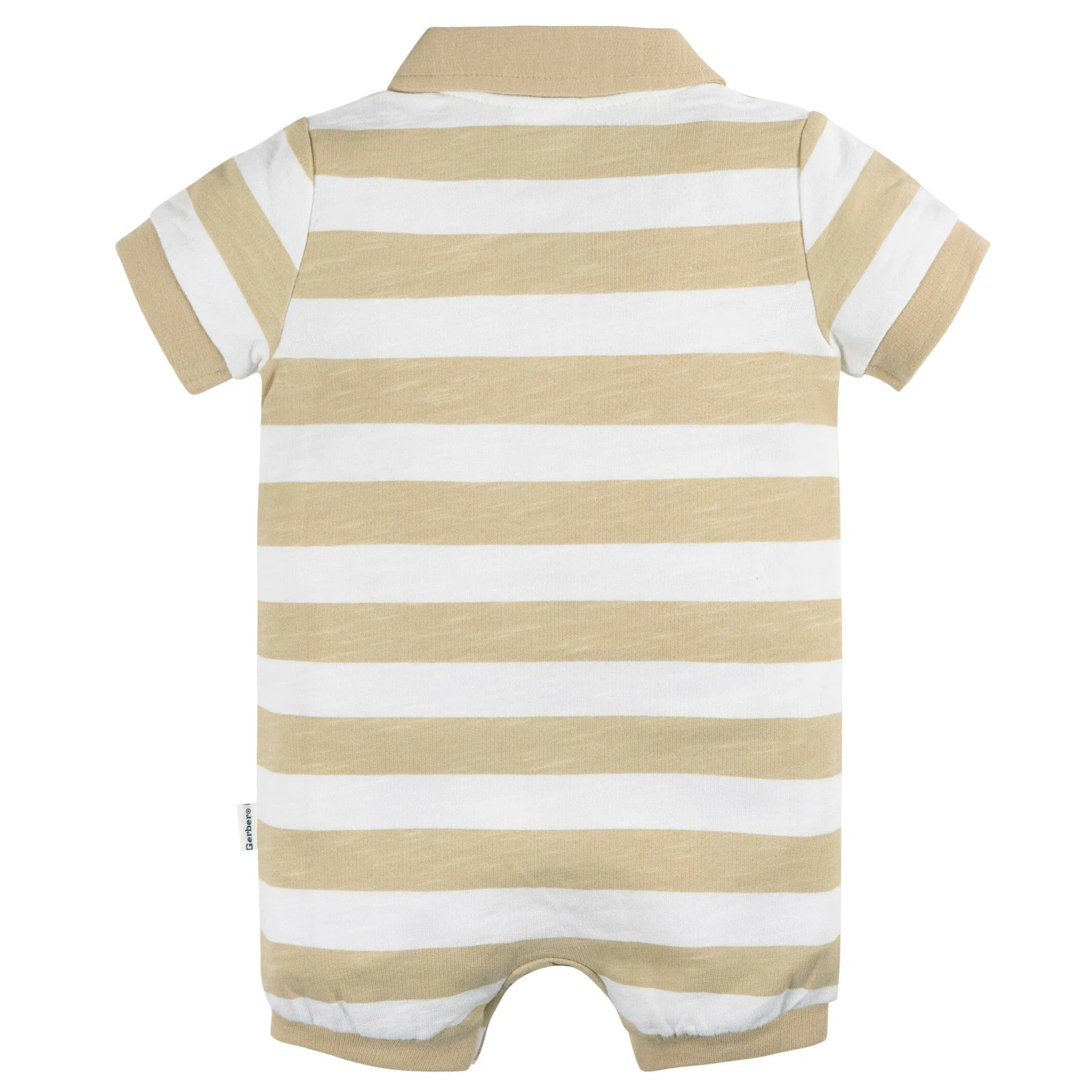 Baby Boys Tan Stripe Collared Romper Gerber Childrenswea