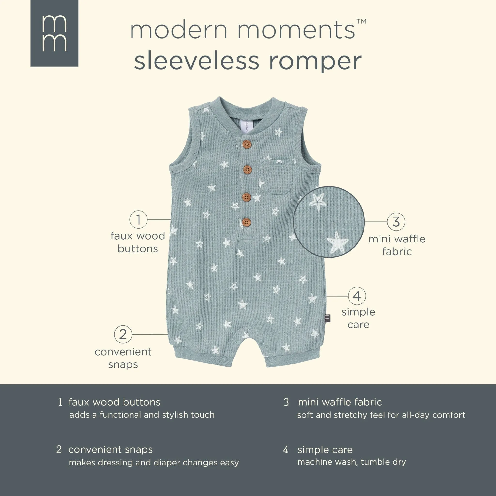Baby Boys Teal Starfish Sleeveless Romper Gerber Childrenswea