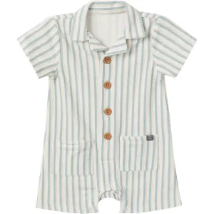Baby Boys Teal Stripe Collared Short Sleeve Romper Gerber Childrenswea