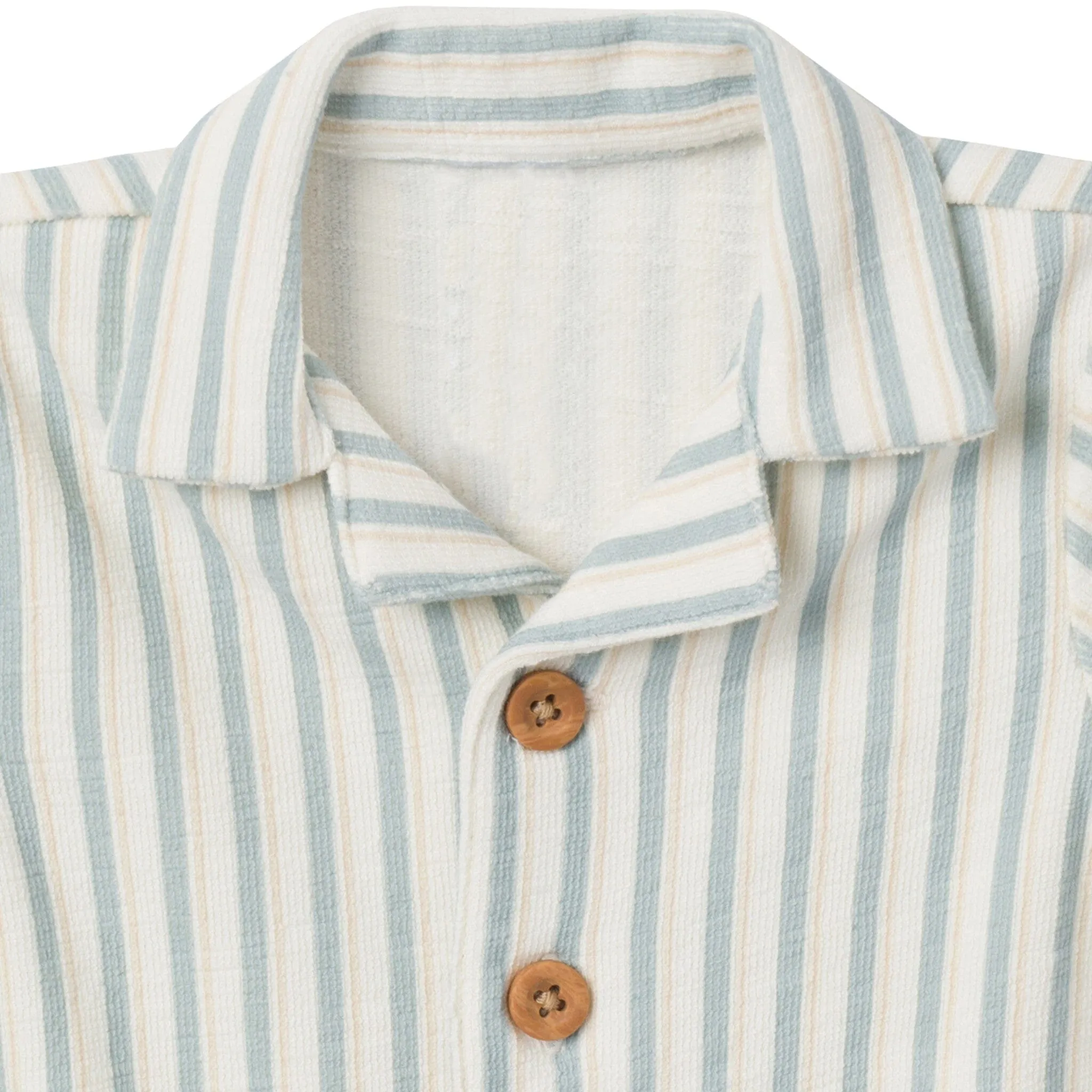 Baby Boys Teal Stripe Collared Short Sleeve Romper Gerber Childrenswea