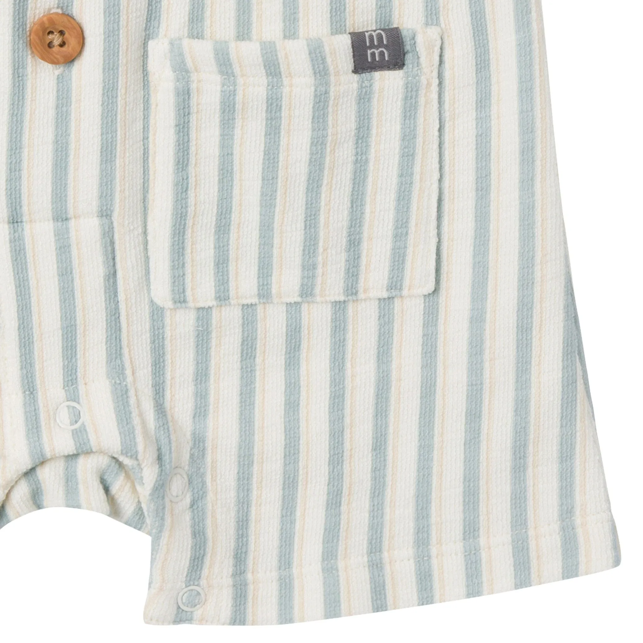 Baby Boys Teal Stripe Collared Short Sleeve Romper Gerber Childrenswea