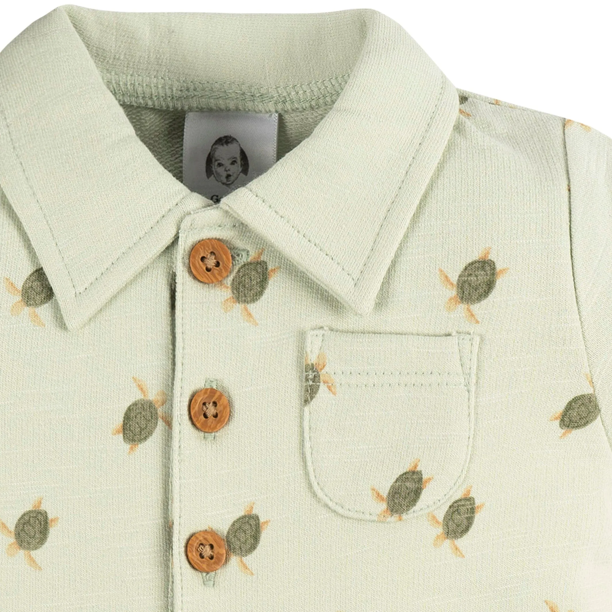 Baby Boys Turtle Collared Romper Gerber Childrenswea
