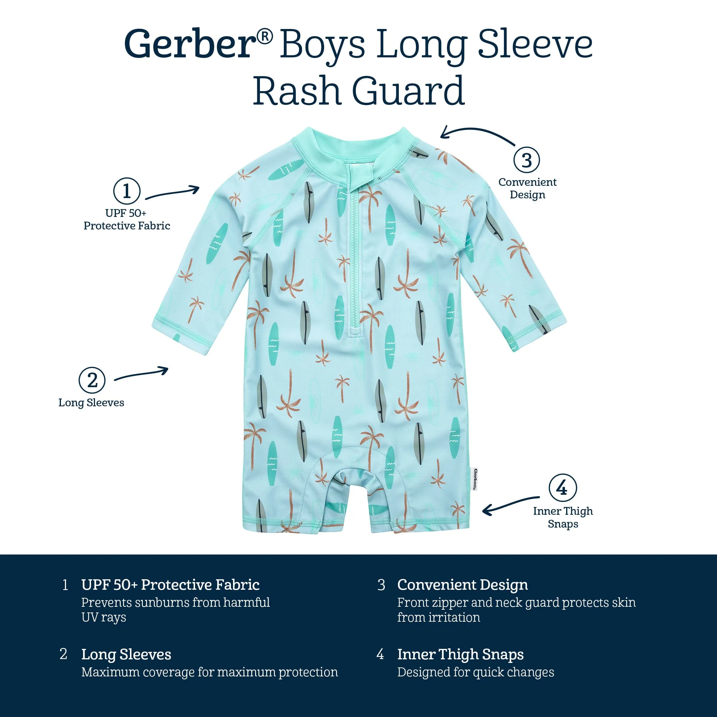 Baby Boys UPF 50  Surfboard Rash Guard Gerber Childrenswea