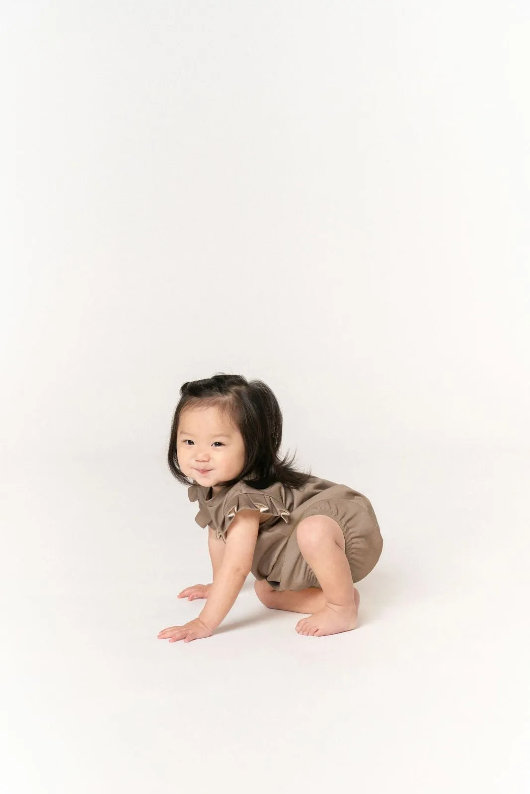 Baby Girl Jersey Top with Knife Pleated Sleeve Ruffle
