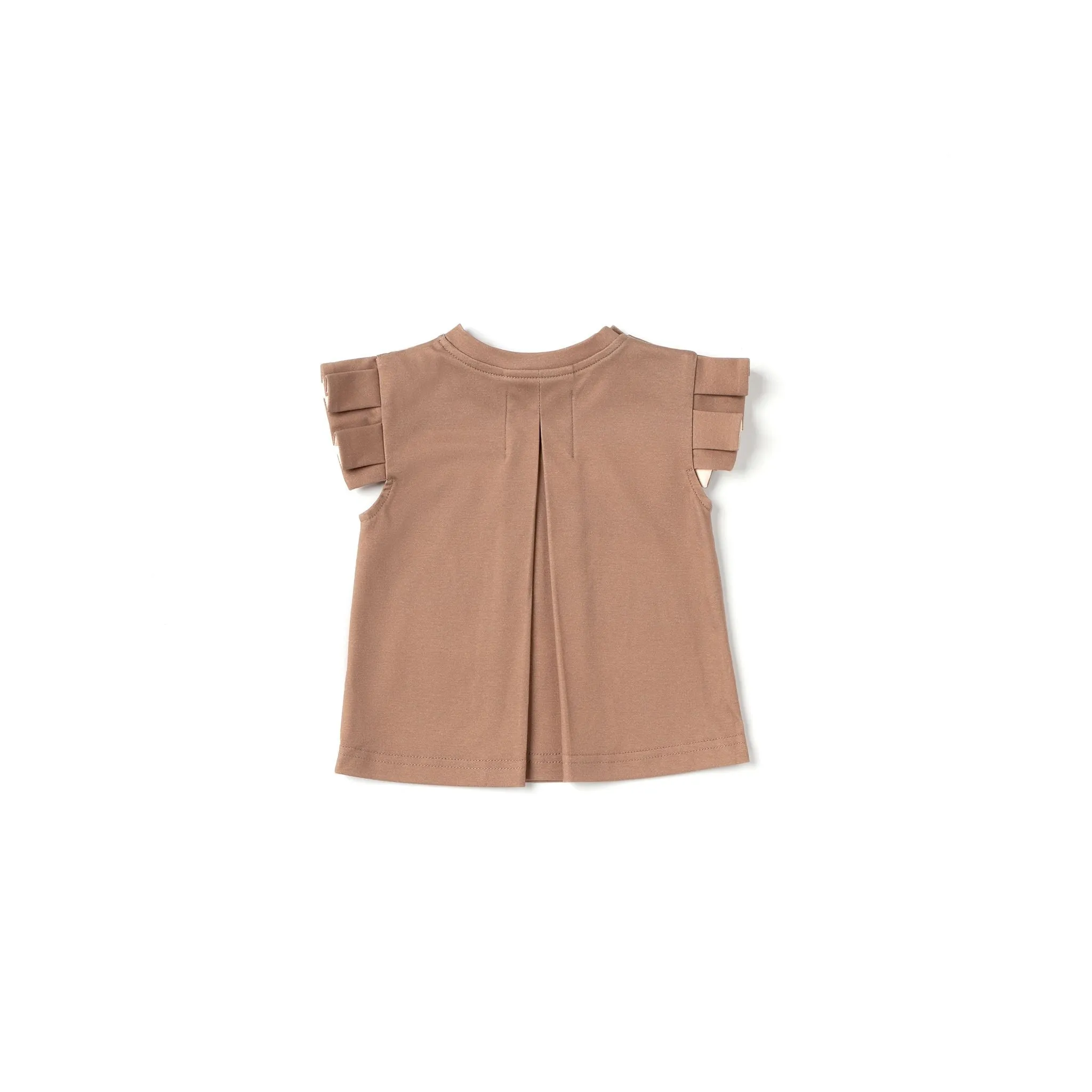 Baby Girl Jersey Top with Knife Pleated Sleeve Ruffle