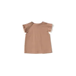 Baby Girl Jersey Top with Knife Pleated Sleeve Ruffle