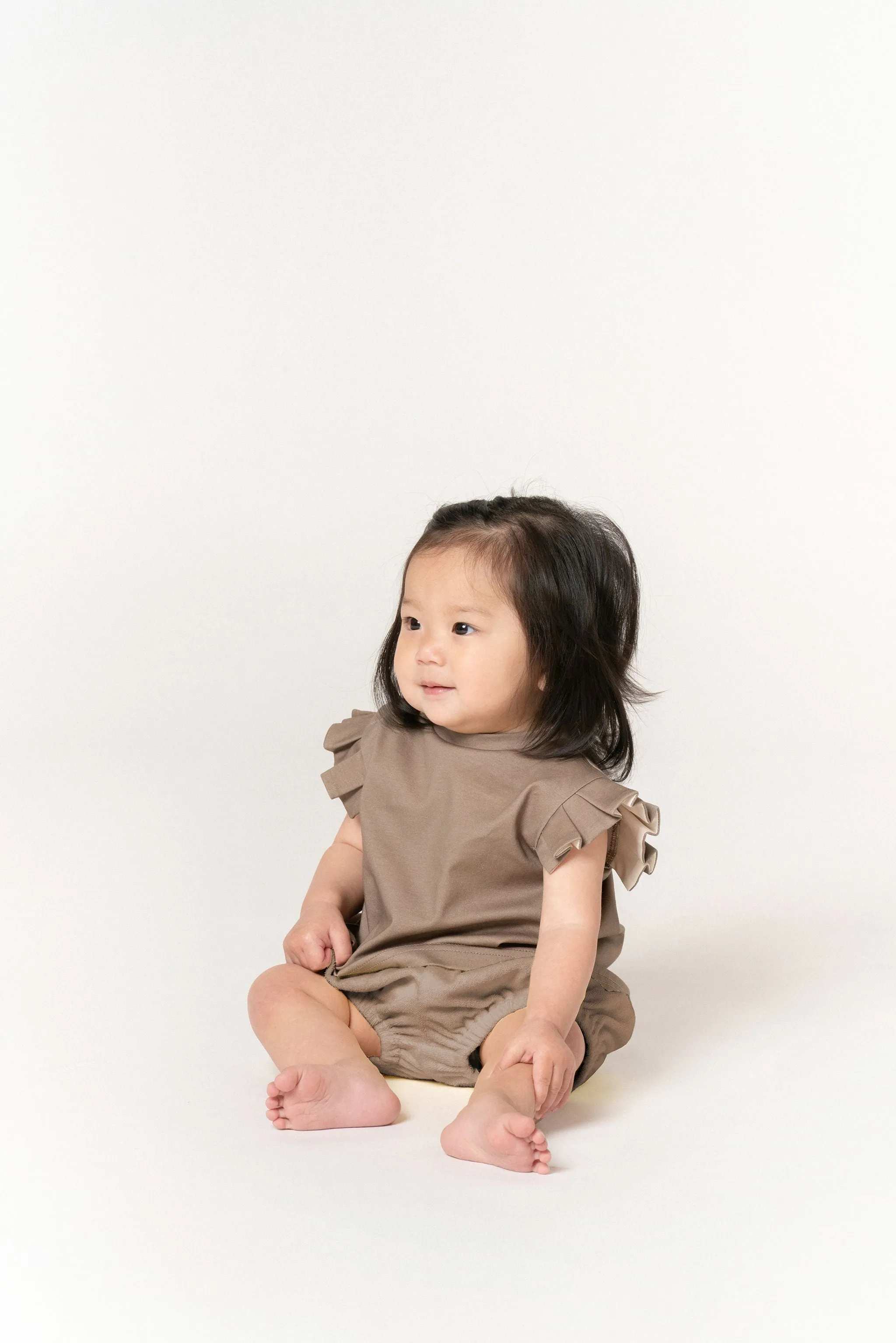 Baby Girl Jersey Top with Knife Pleated Sleeve Ruffle