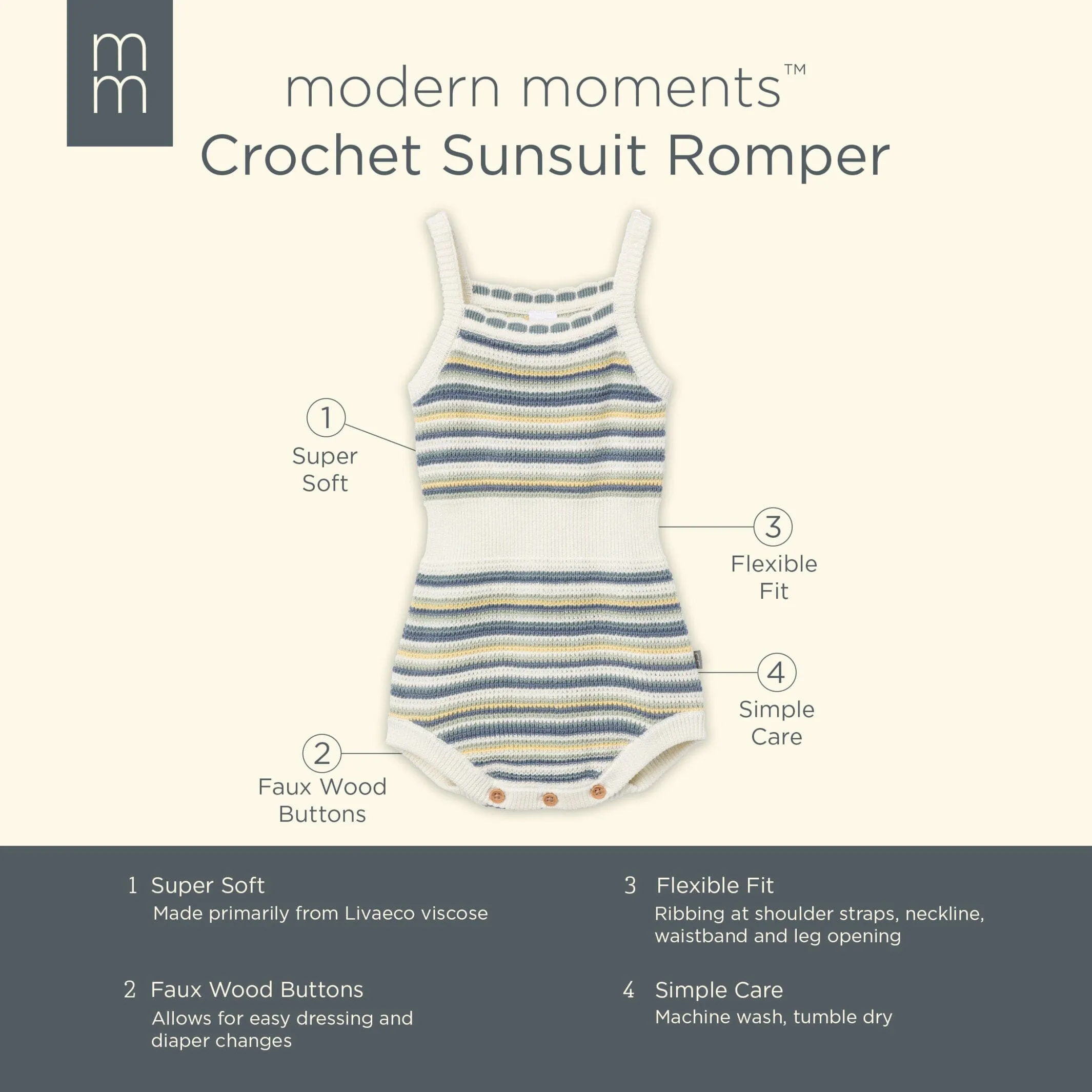 Baby Girls Medium Teal Stripe Crochet Sunsuit Romper Gerber Childrenswea