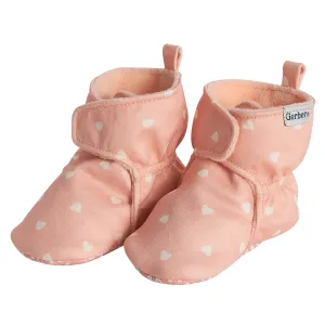 Baby Girls Pink Hearts Soft Booties Gerber Childrenswea