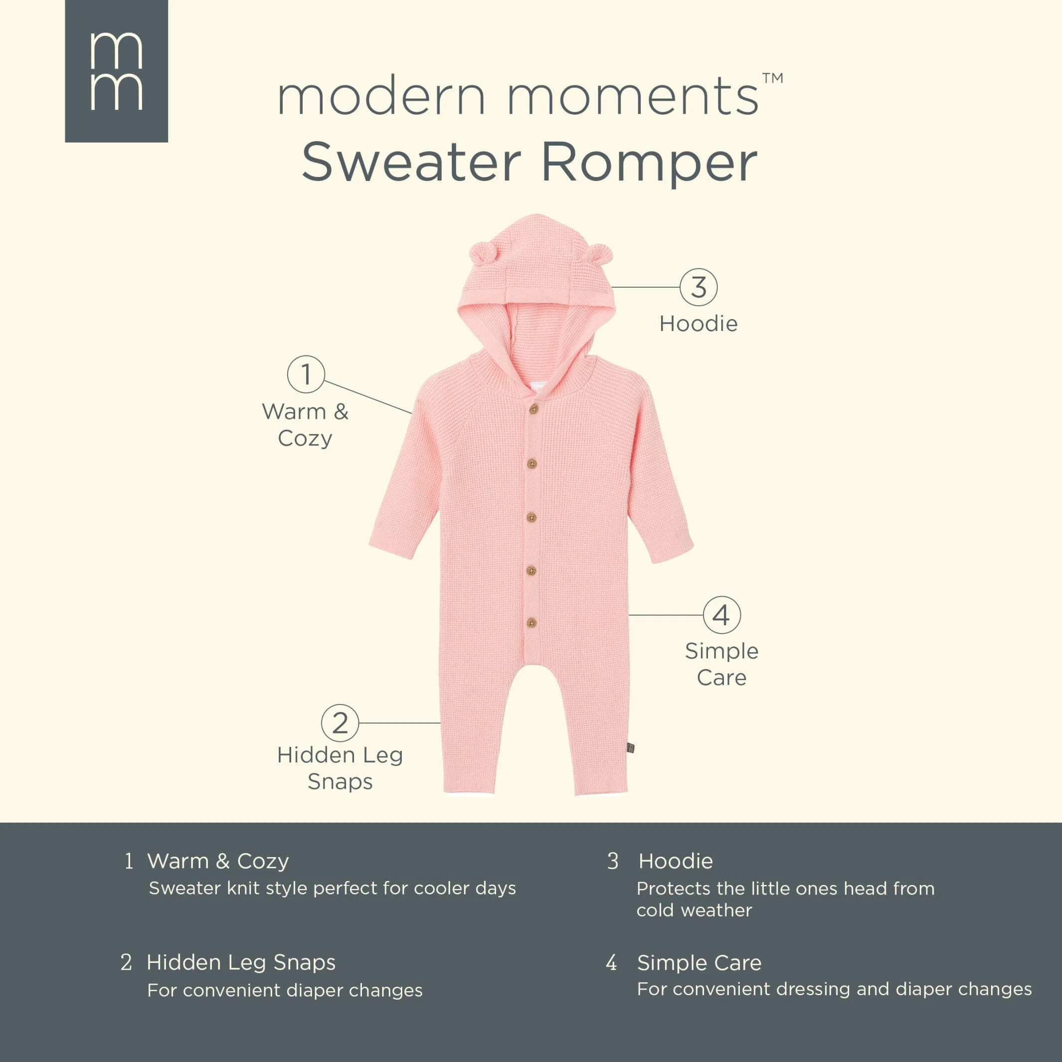 Baby Girls Pink Hooded Sweater Romper Gerber Childrenswea