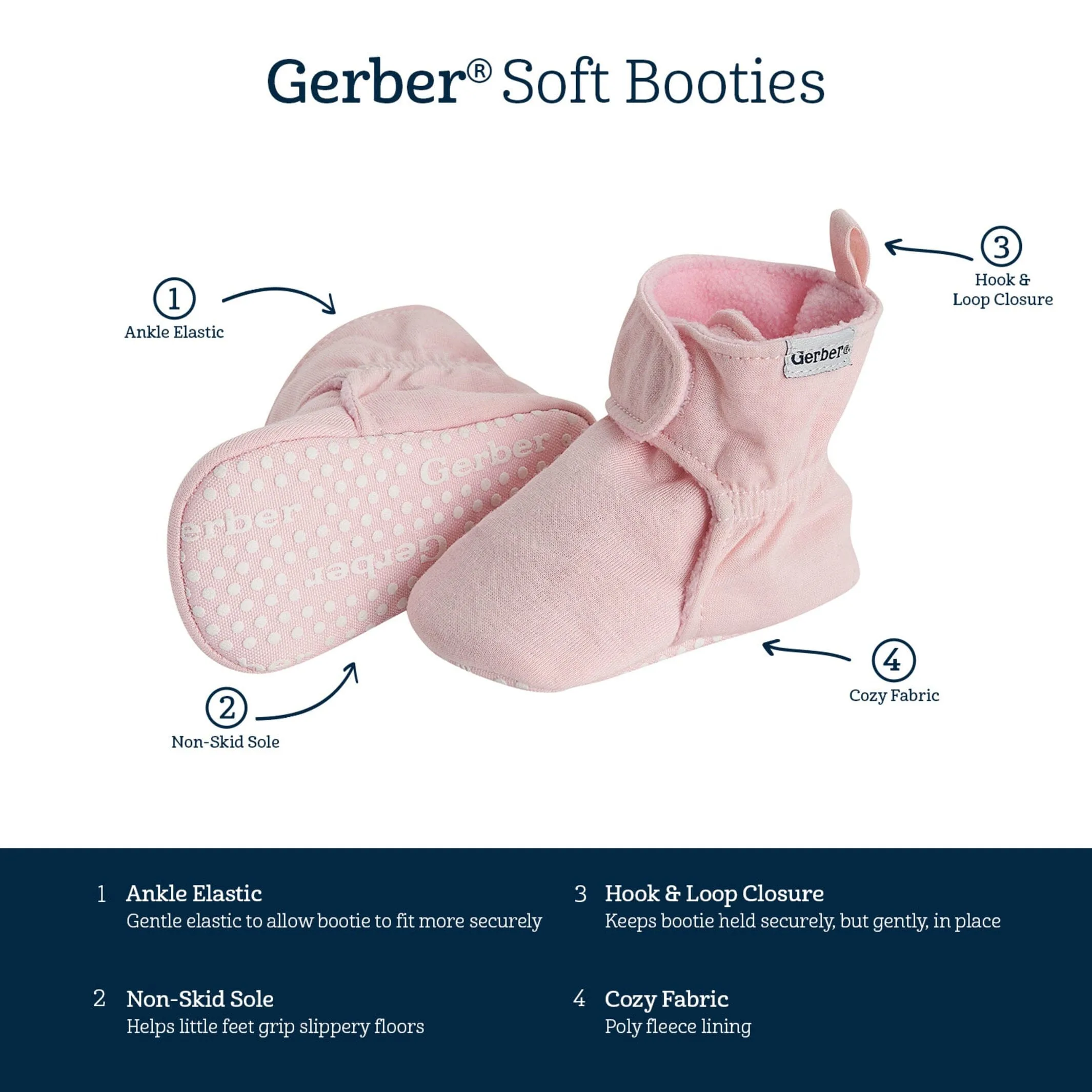 Baby Girls Pink Soft Booties Gerber Childrenswea