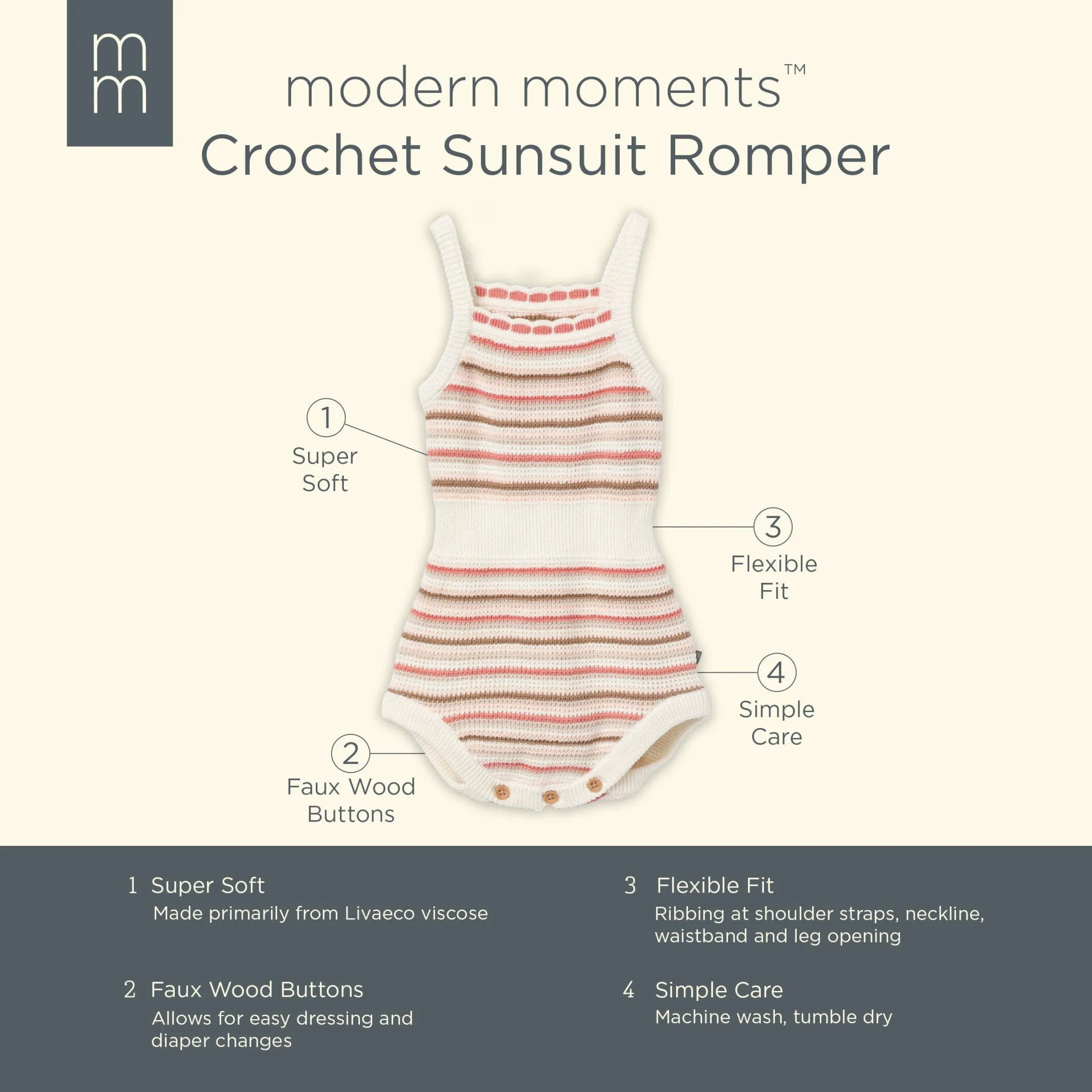 Baby Girls Pink Stripe Crochet Sunsuit Romper Gerber Childrenswea