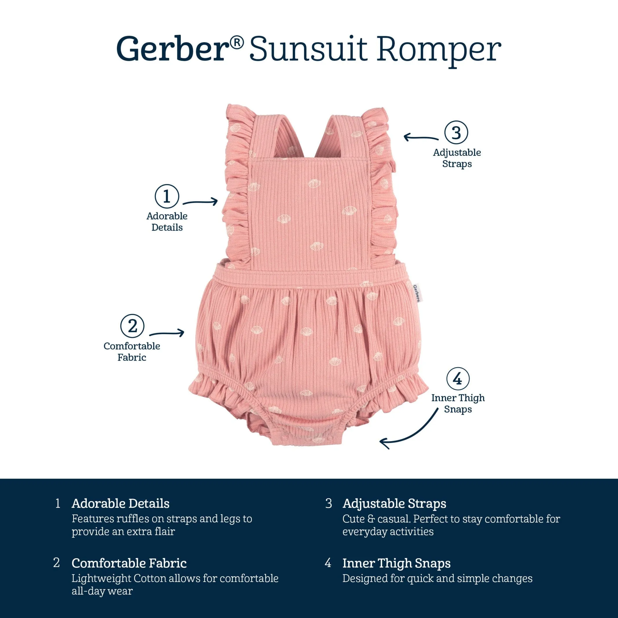 Baby Girls Seashell Bubble Romper Gerber Childrenswea