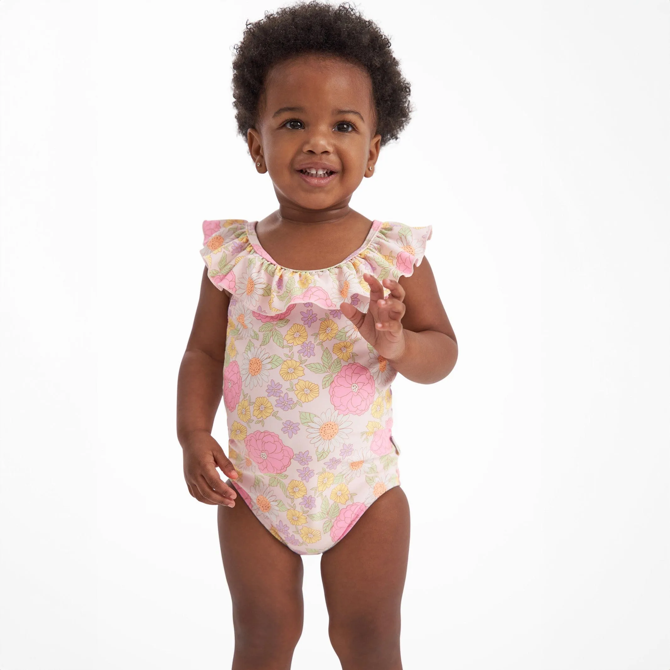 Baby Girls UPF 50  Retro Floral One-Piece Swimsuit Gerber Childrenswea