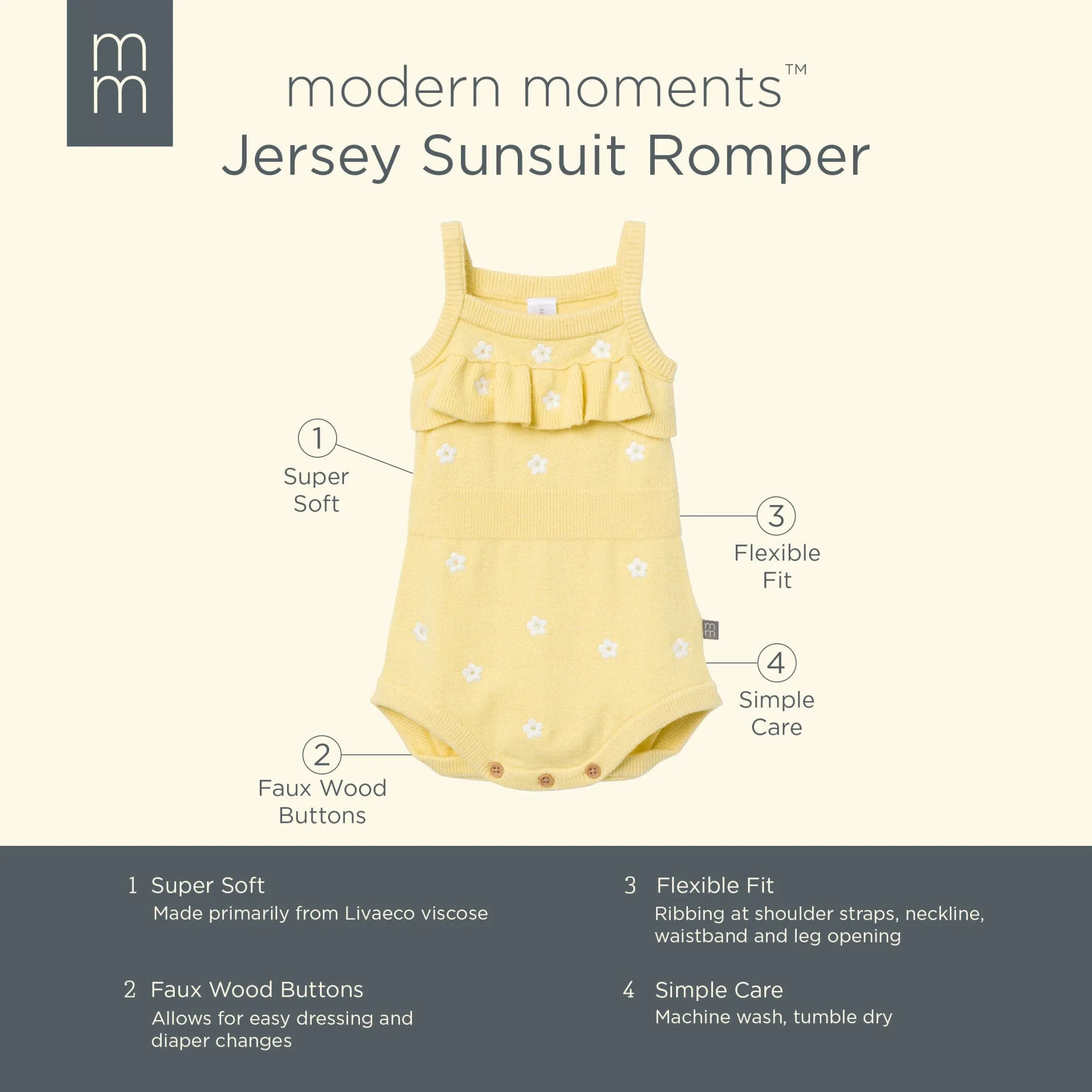 Baby Girls Yellow Floral Jersey Sunsuit Romper Gerber Childrenswea
