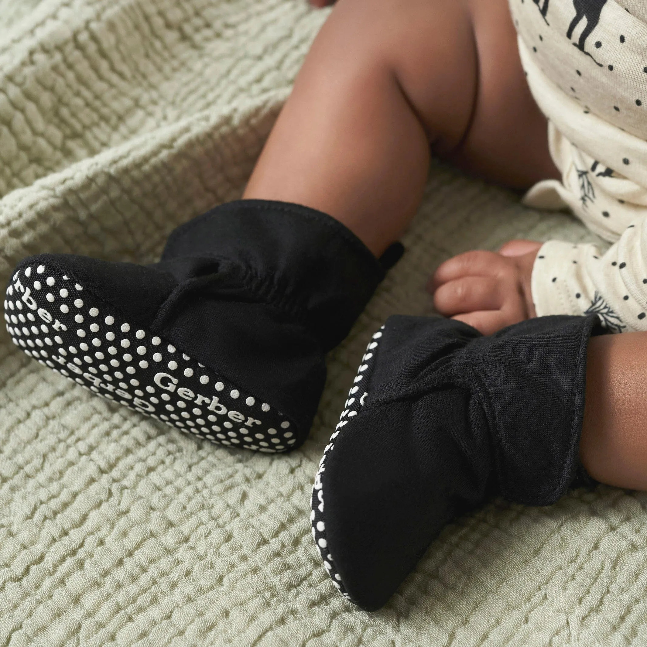 Baby Neutral Black Soft Booties Gerber Childrenswea
