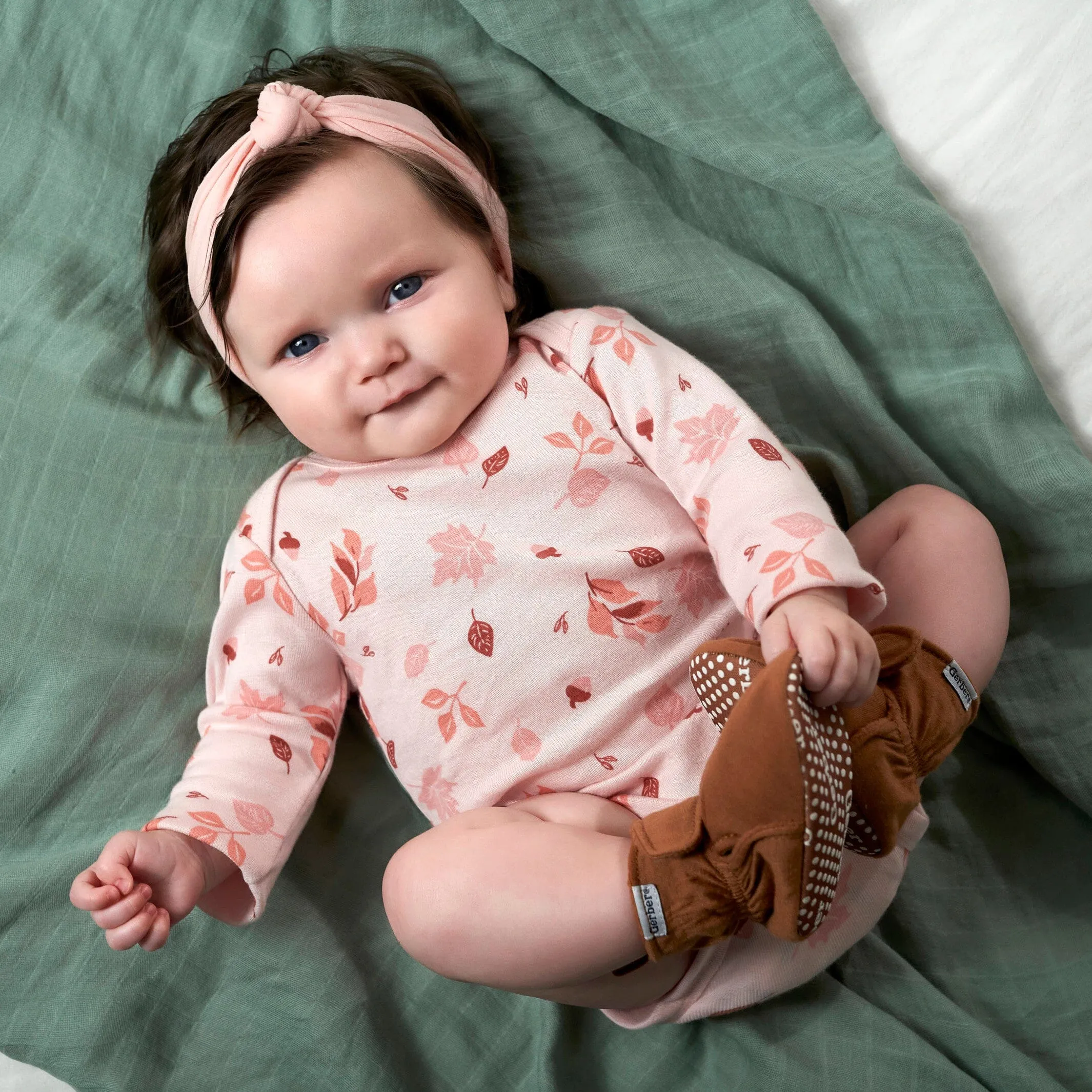 Baby Neutral Brown Soft Booties Gerber Childrenswea