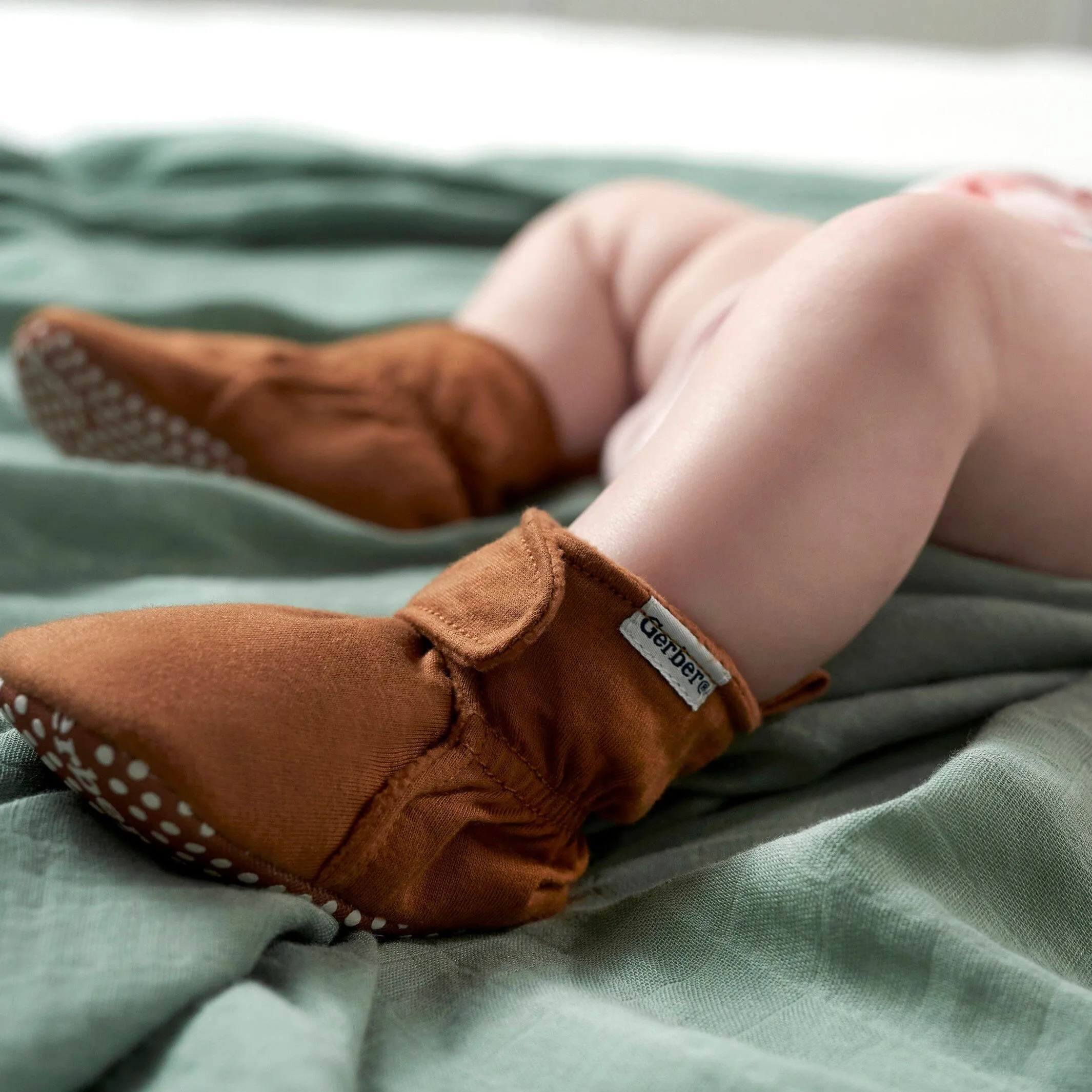 Baby Neutral Brown Soft Booties Gerber Childrenswea