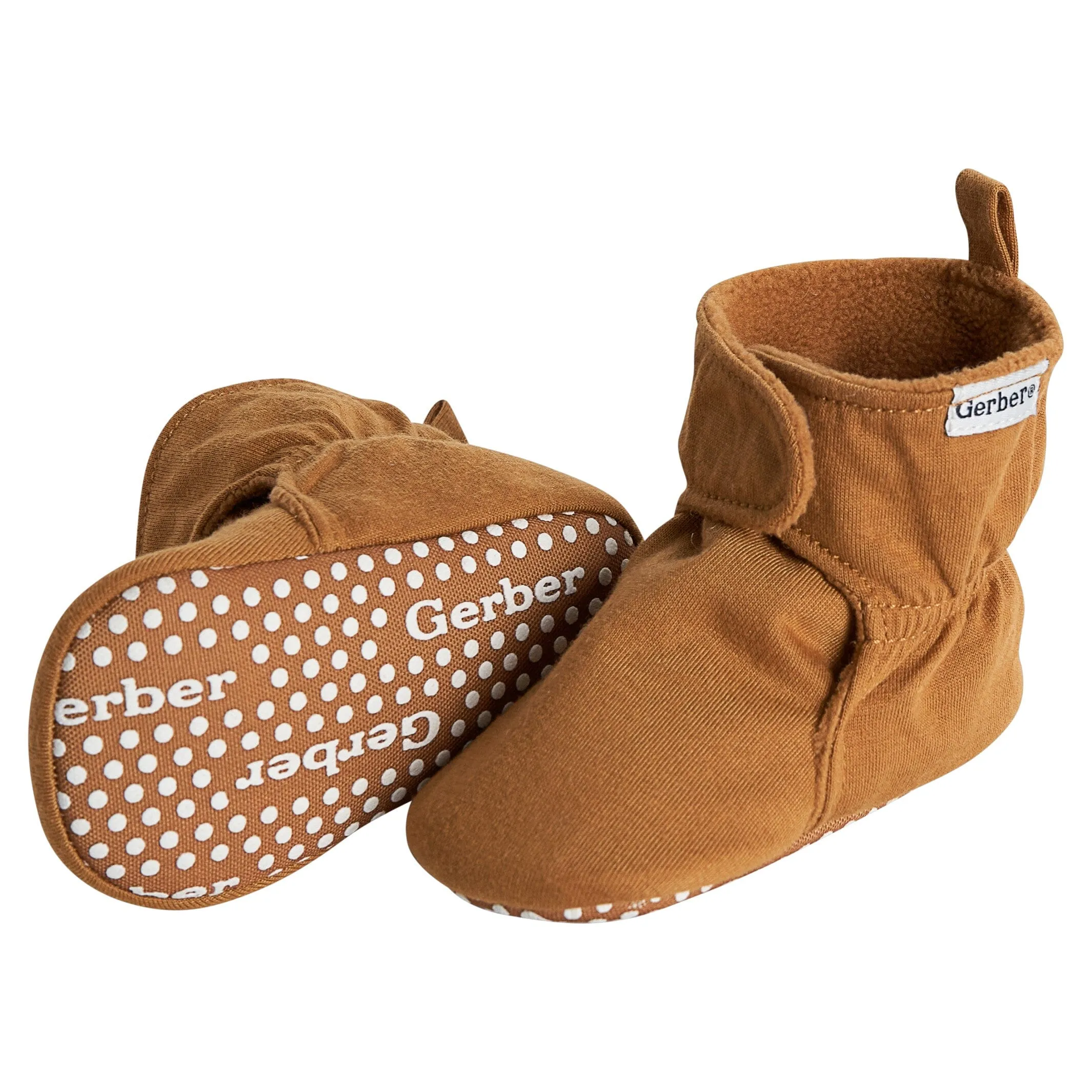 Baby Neutral Brown Soft Booties Gerber Childrenswea