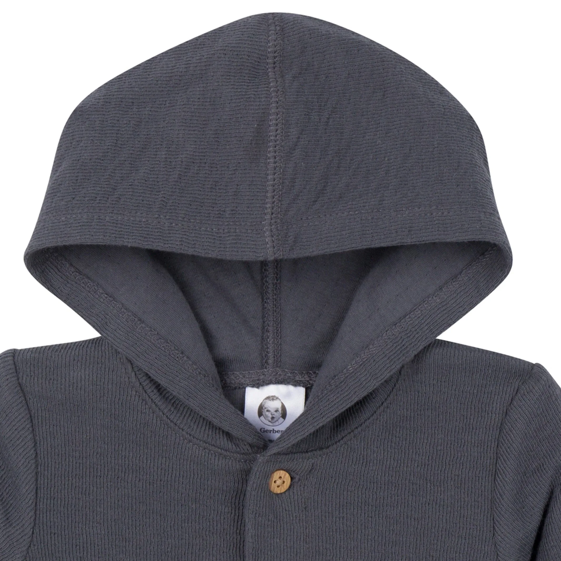 Baby Neutral Charcoal Hooded Romper Gerber Childrenswea