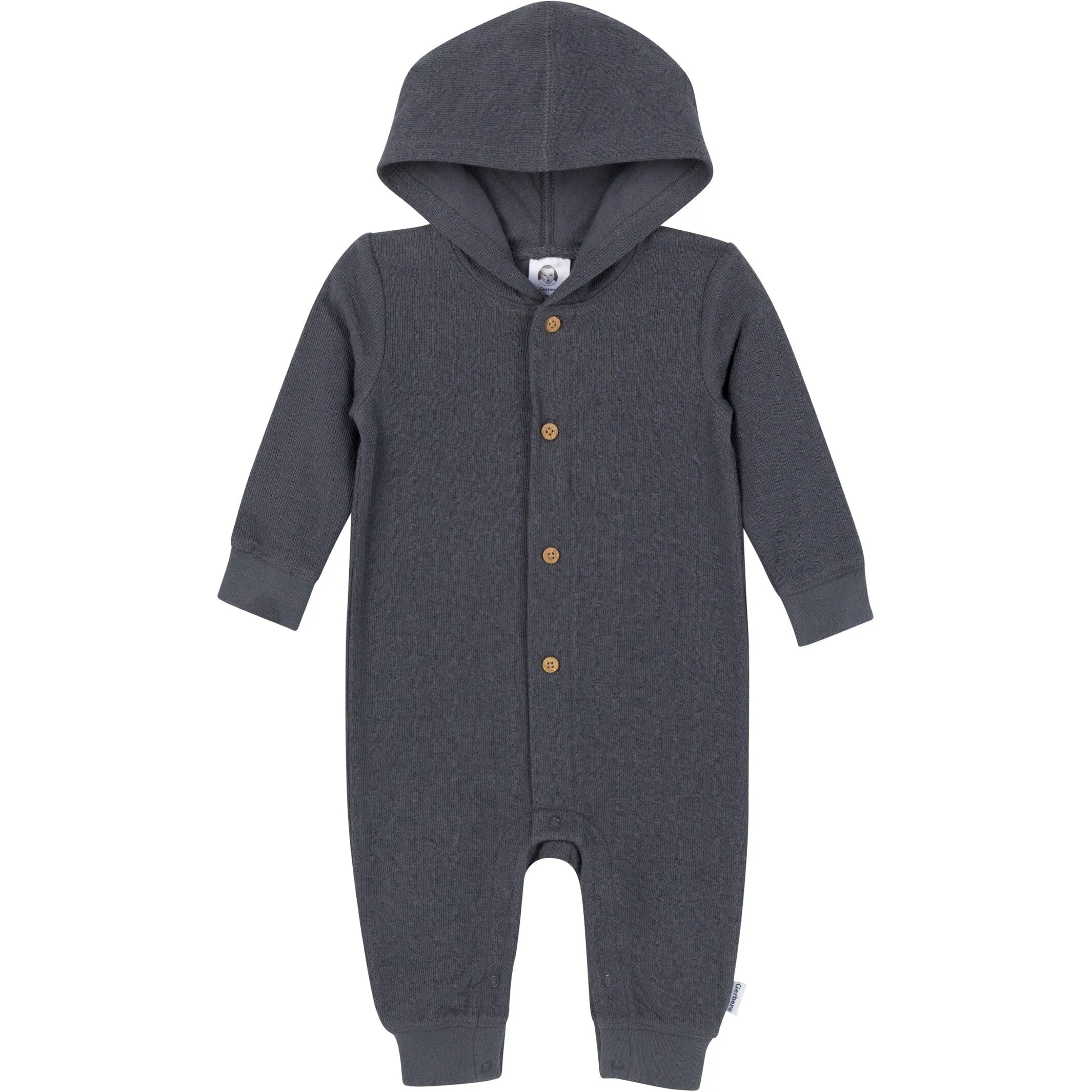 Baby Neutral Charcoal Hooded Romper Gerber Childrenswea