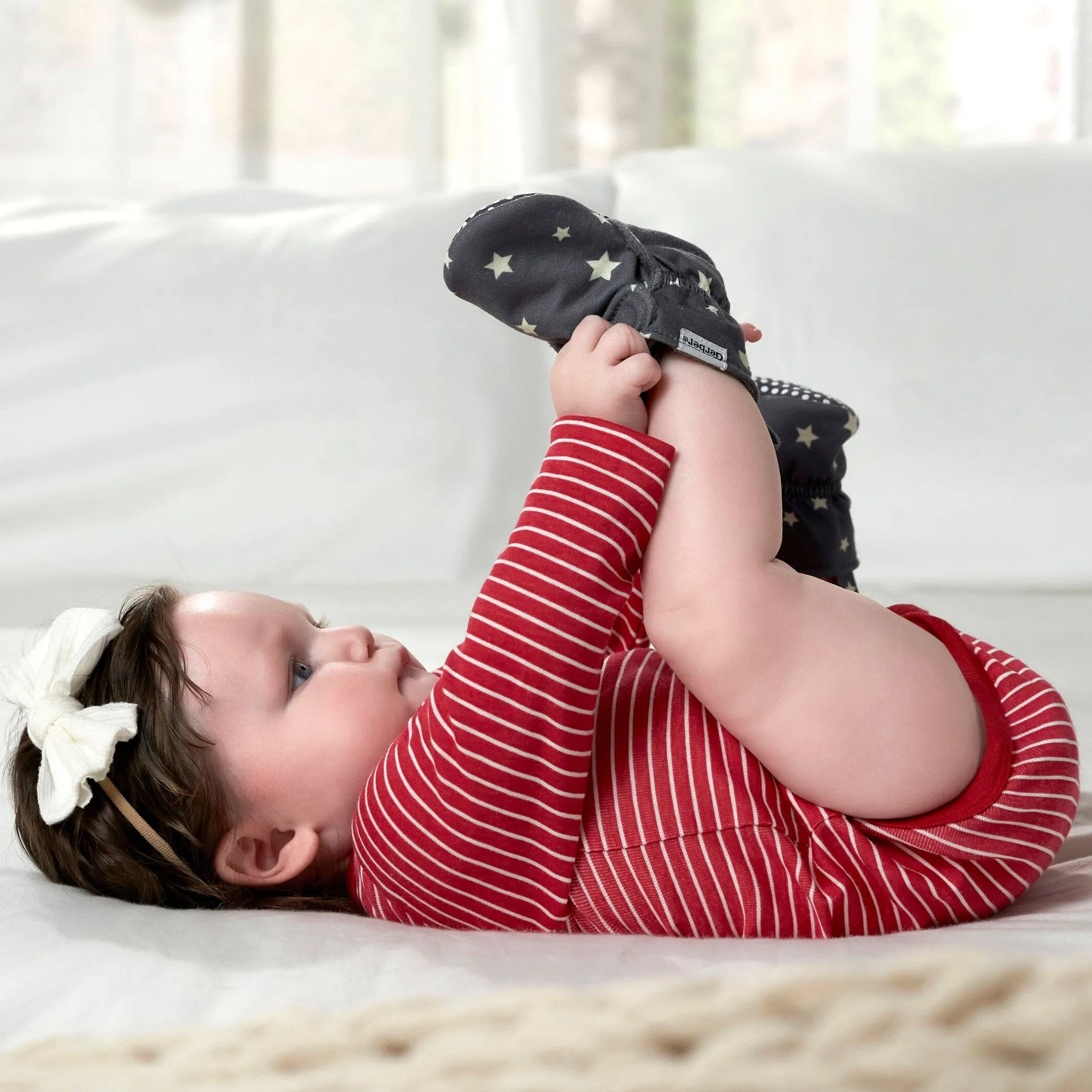 Baby Neutral Gray Stars Soft Booties Gerber Childrenswea